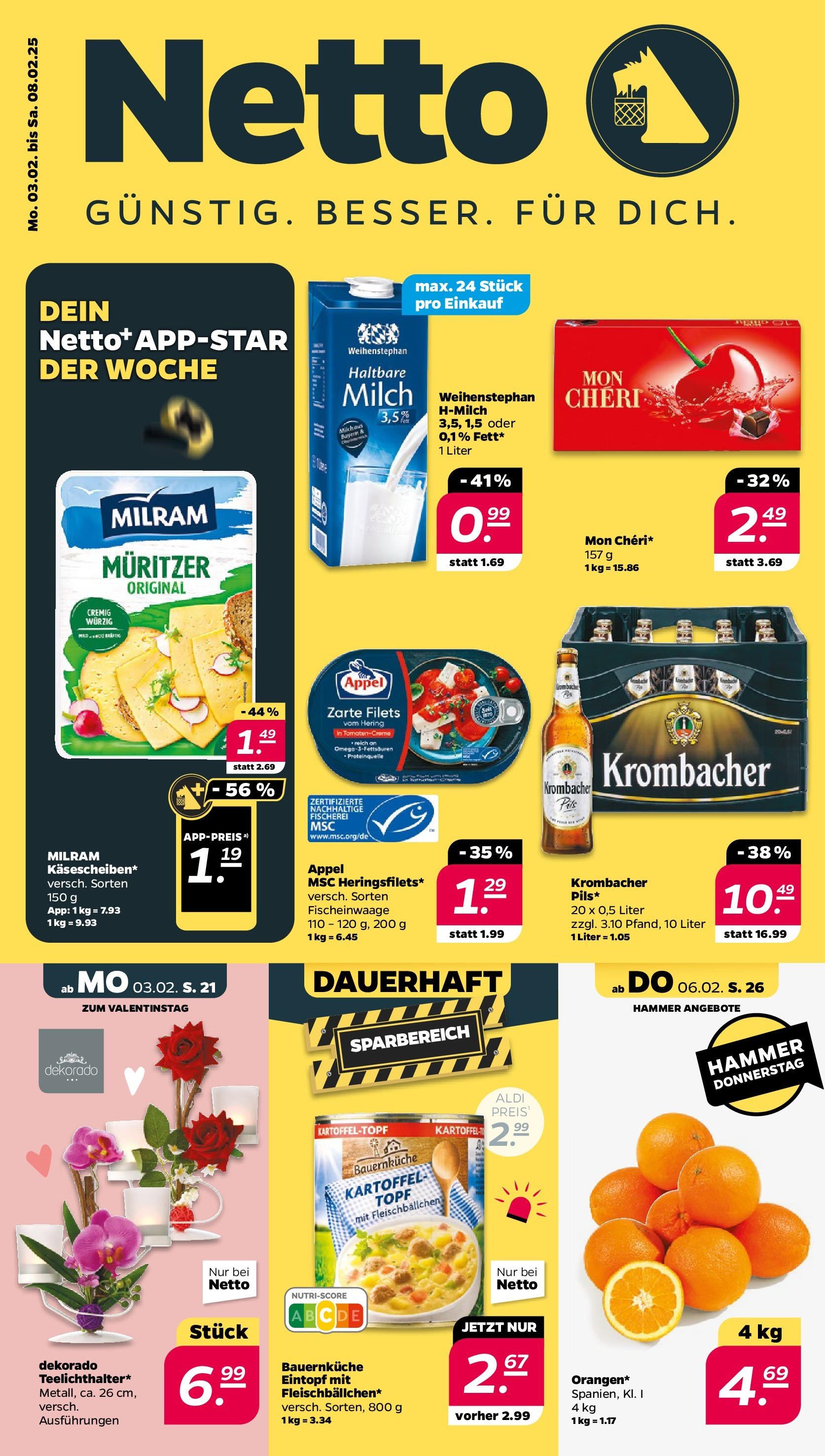 Netto - Netto APS : Wochenangebote ab 02.02.2025 → Angebote nächste Woche | Seite: 1 | Produkte: Milch, Haltbare milch, Milram, Krombacher