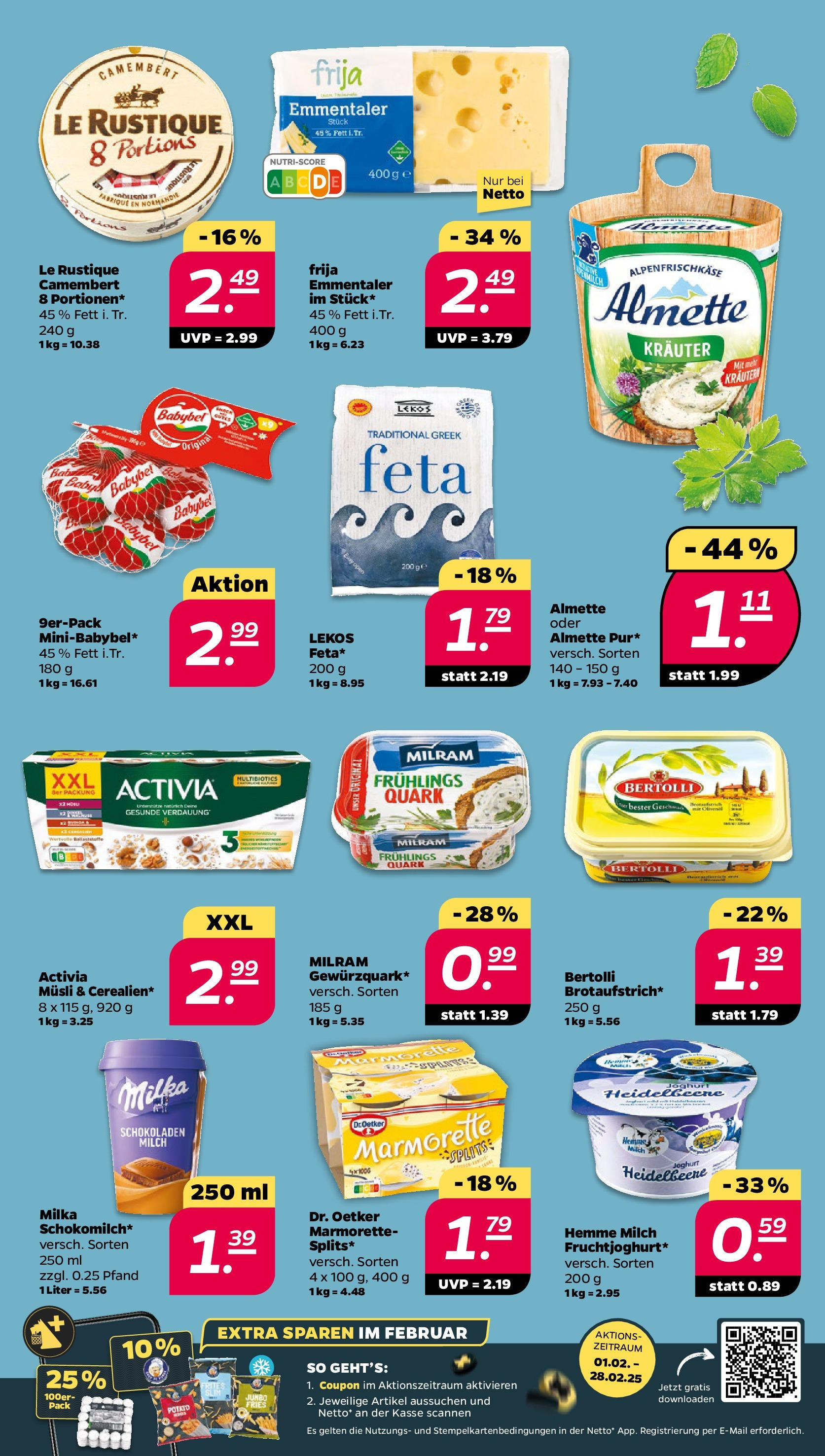 Netto - Netto APS : Wochenangebote ab 02.02.2025 → Angebote nächste Woche | Seite: 7 | Produkte: Quark, Joghurt, Milram, Babybel