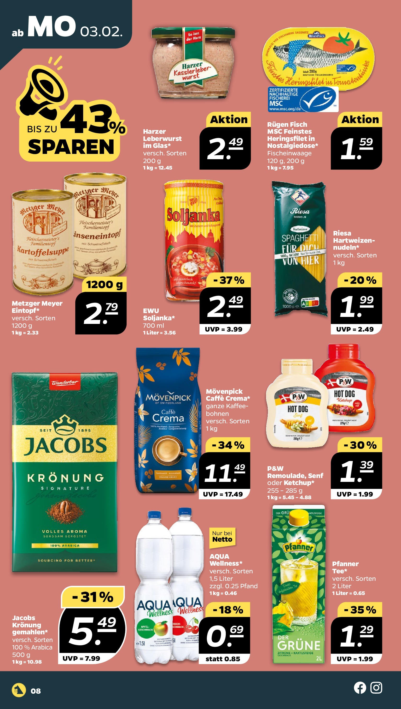 Netto - Netto APS : Wochenangebote ab 02.02.2025 → Angebote nächste Woche | Seite: 8 | Produkte: Kaffee, Äpfel, Fisch, Zitrone