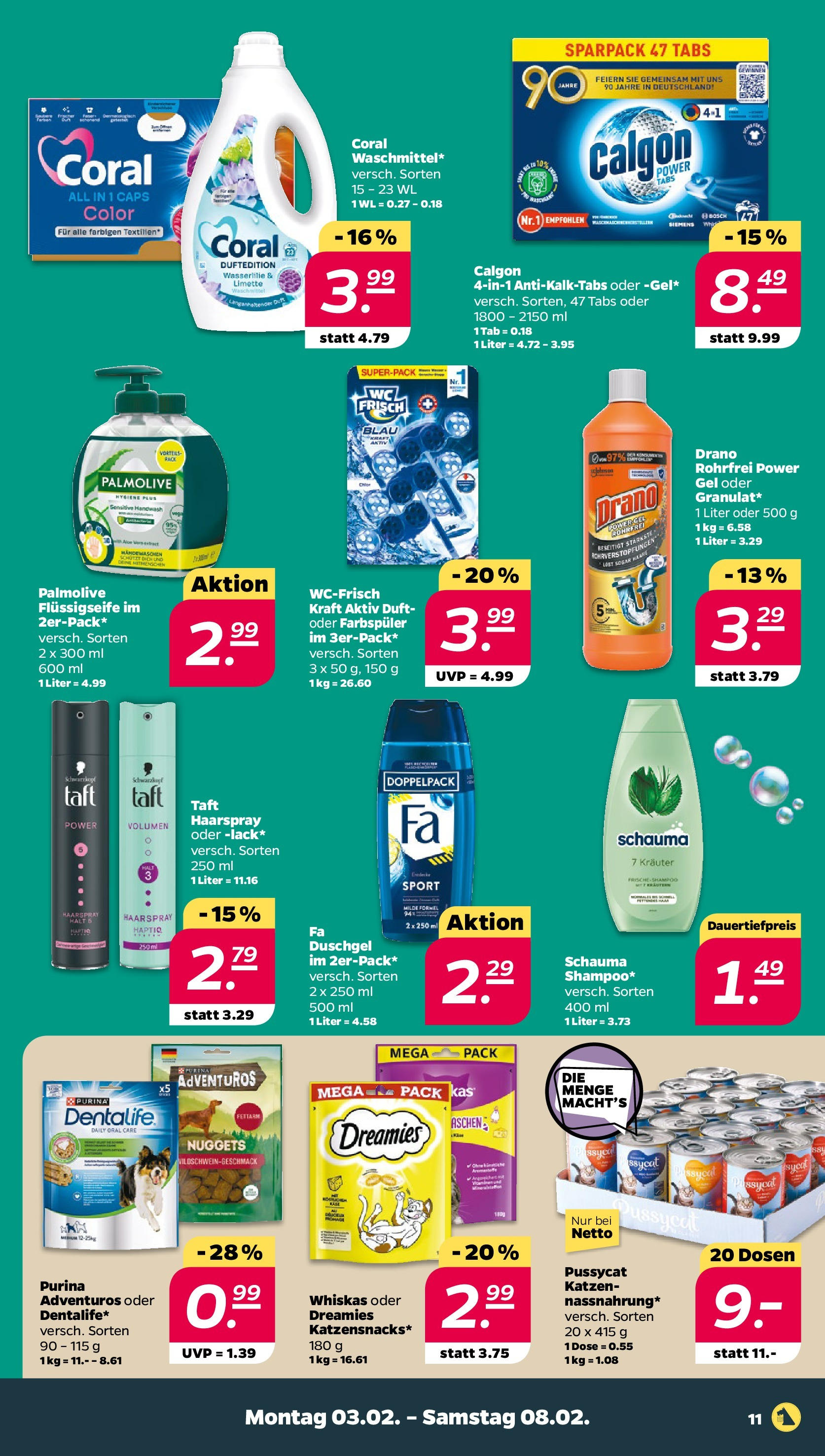 Netto - Netto APS : Wochenangebote ab 02.02.2025 → Angebote nächste Woche | Seite: 11 | Produkte: Siemens, Coral, Haarspray, Whiskas