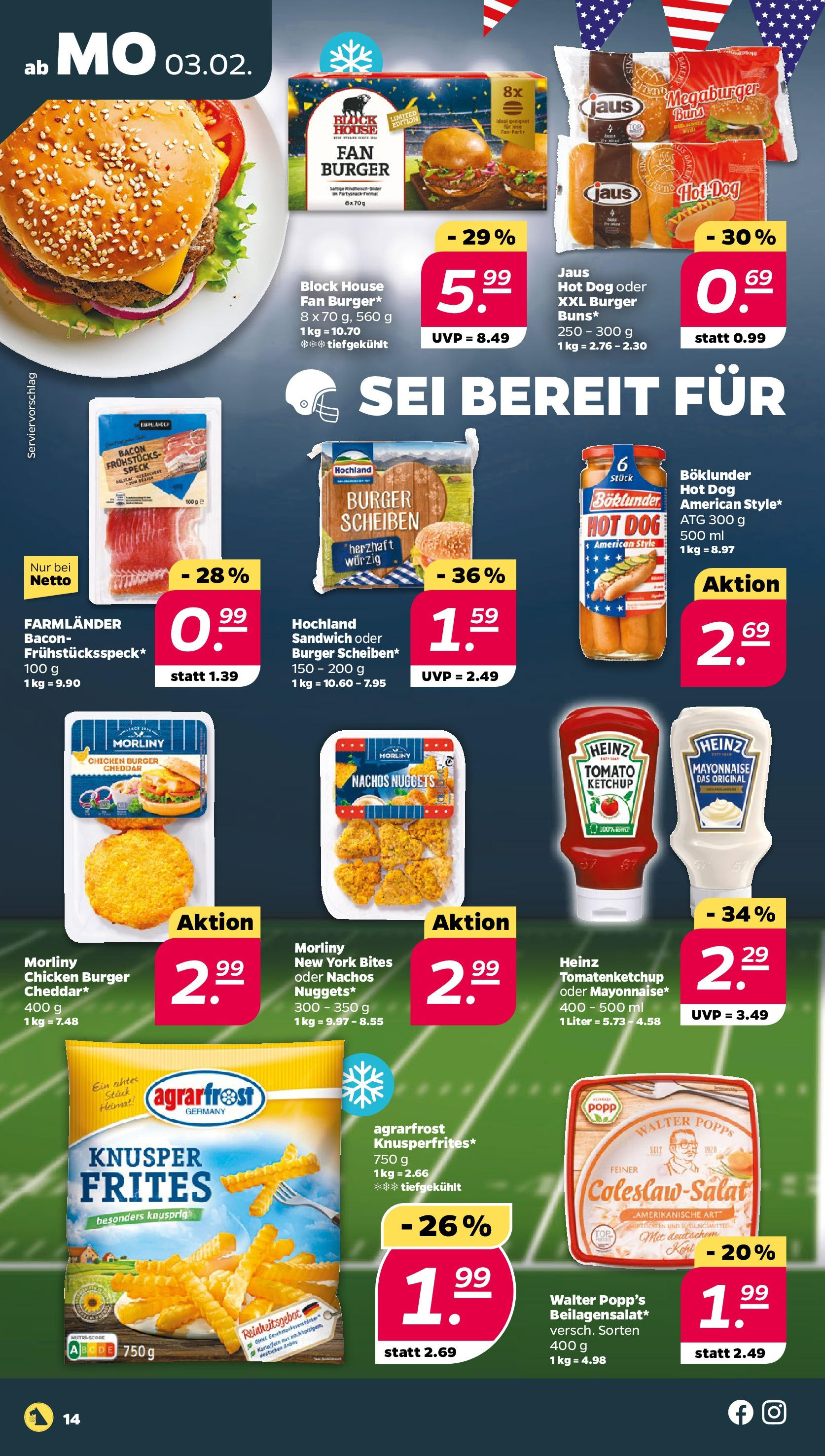 Netto - Netto APS : Wochenangebote ab 02.02.2025 → Angebote nächste Woche | Seite: 14 | Produkte: Nachos, Burger, Mayonnaise, Ketchup