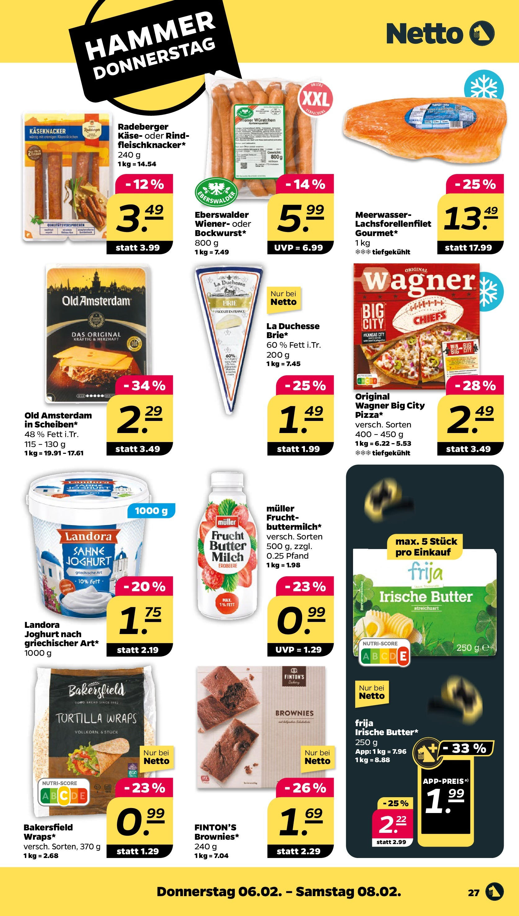 Netto - Netto APS : Wochenangebote ab 02.02.2025 → Angebote nächste Woche | Seite: 27 | Produkte: Gewicht, Milch, Butter, Sahne