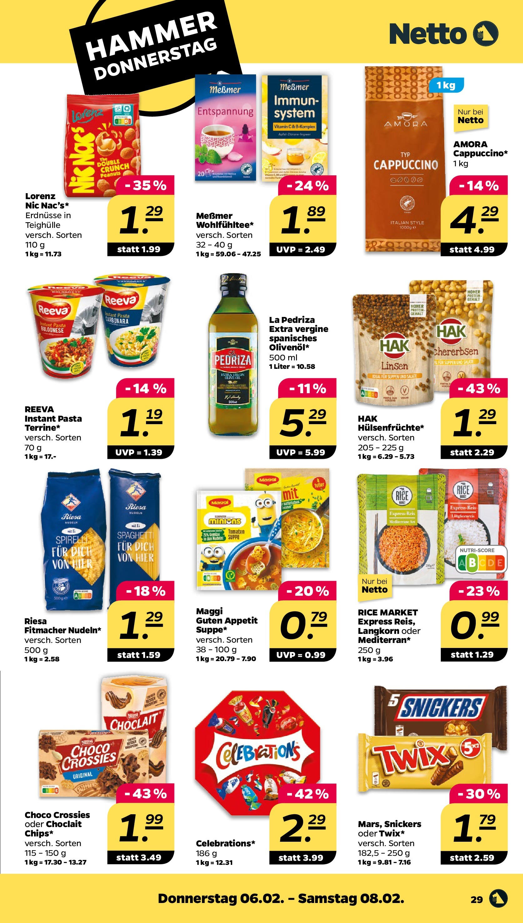 Netto - Netto APS : Wochenangebote ab 02.02.2025 → Angebote nächste Woche | Seite: 29 | Produkte: Erdnüsse, Maggi, Snickers, Reis