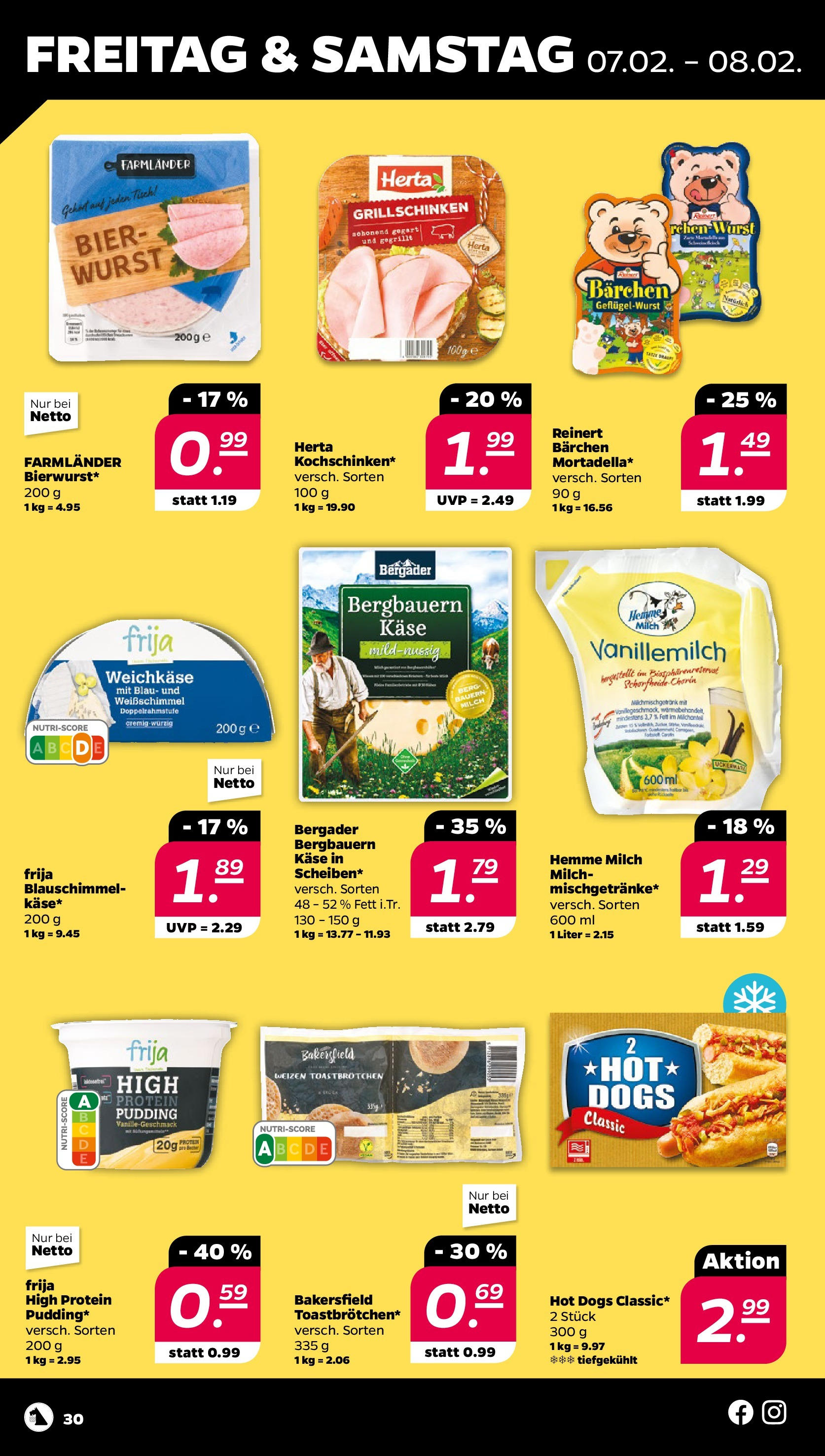 Netto - Netto APS : Wochenangebote ab 02.02.2025 → Angebote nächste Woche | Seite: 30 | Produkte: Milch, Bier, Tisch, Wurst