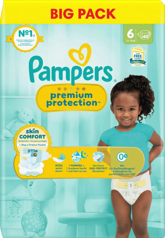 Pampers Windeln Premium Protection Gr.6 Extra Large (13-18 kg), Big Pack