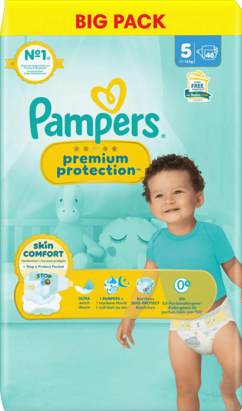 Pampers Windeln Premium Protection Gr.5 Junior (11-16 kg), Big Pack