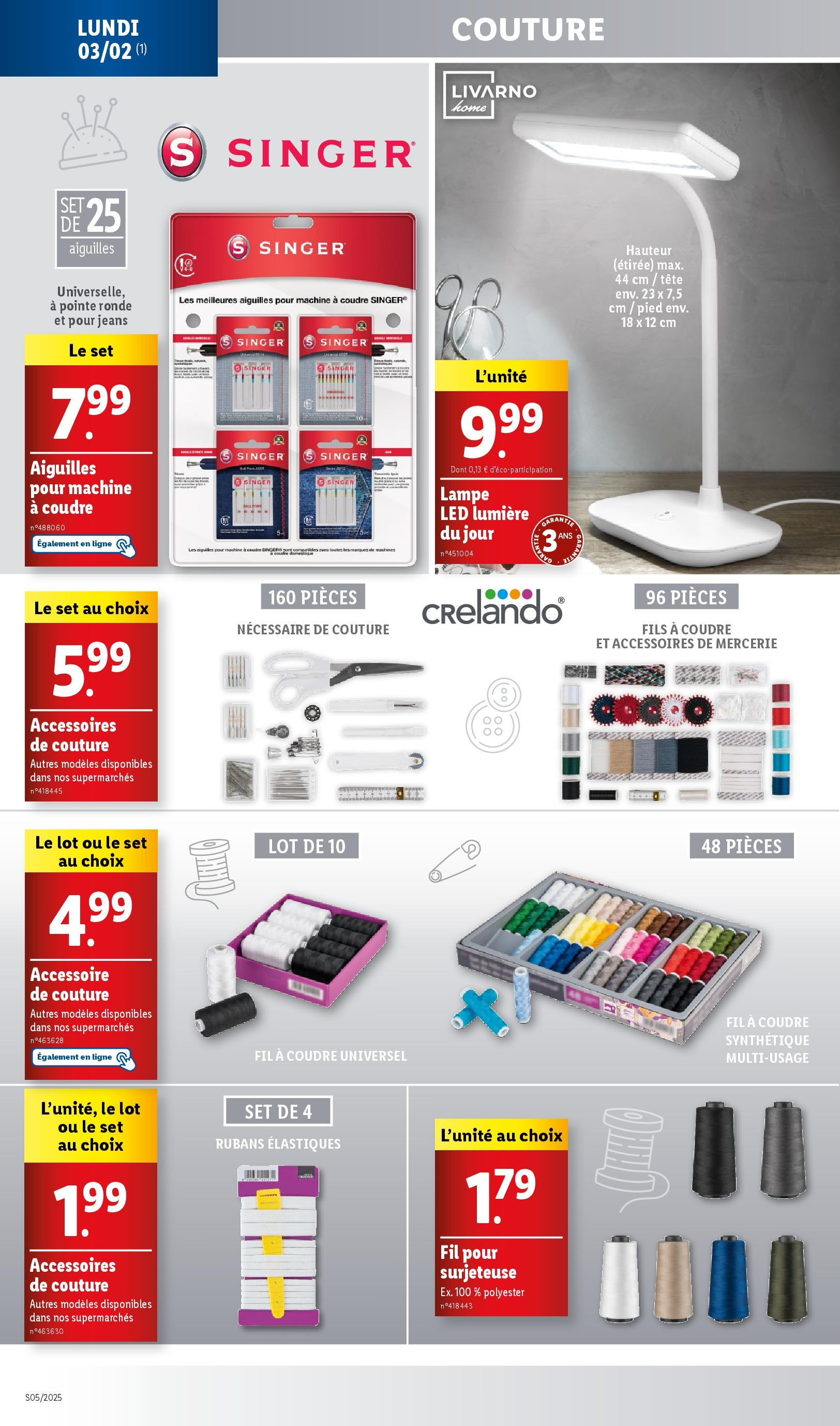 Catalogue LIDL du 28/01/2025 | Promo prospectus en ligne | Page: 62 | Produits: Jeans, Surjeteuse, Machine à coudre, Élastiques