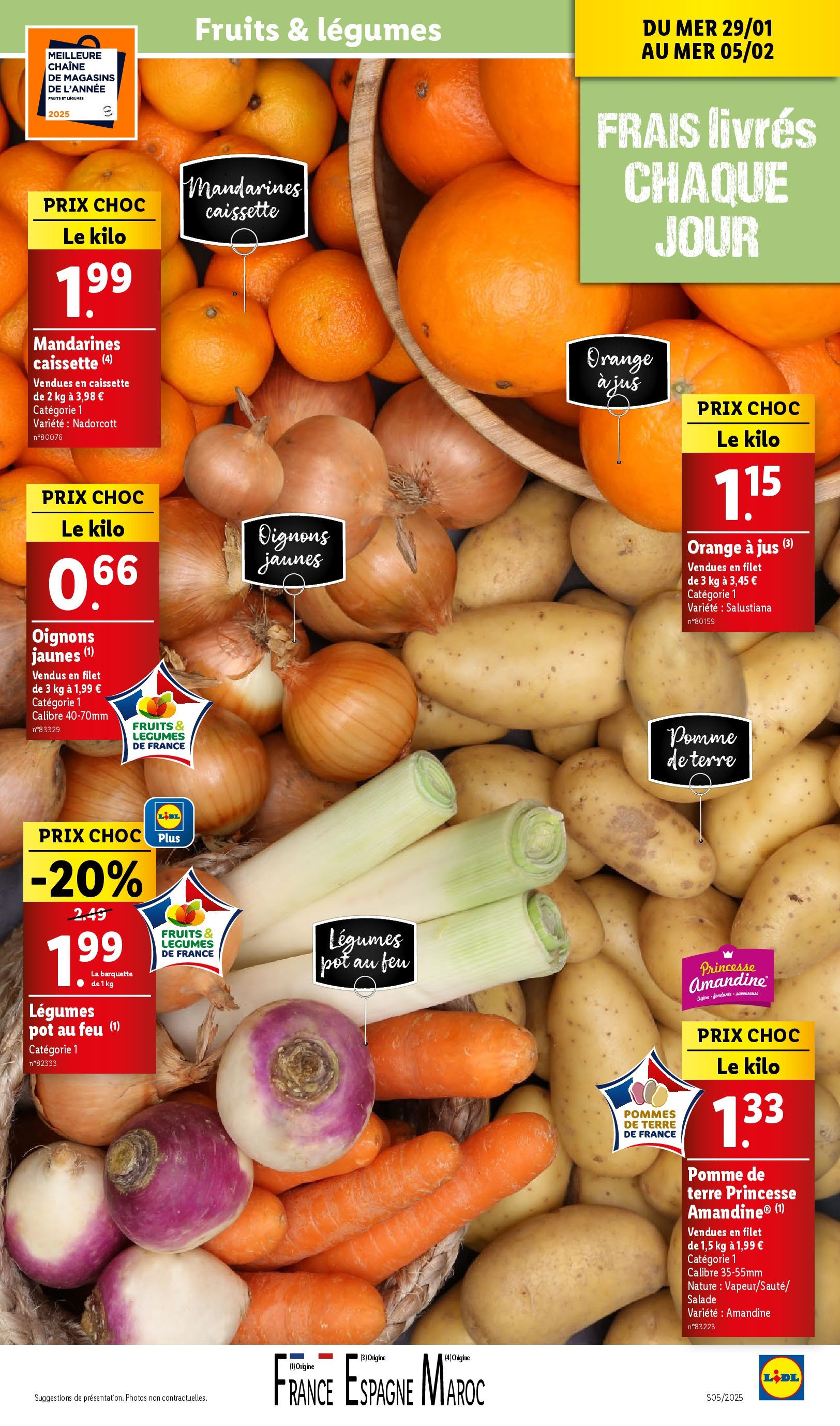 Catalogue LIDL du 28/01/2025 | Promo prospectus en ligne | Page: 5 | Produits: Salade, Orange a Jus, Oignons, Pommes de terre