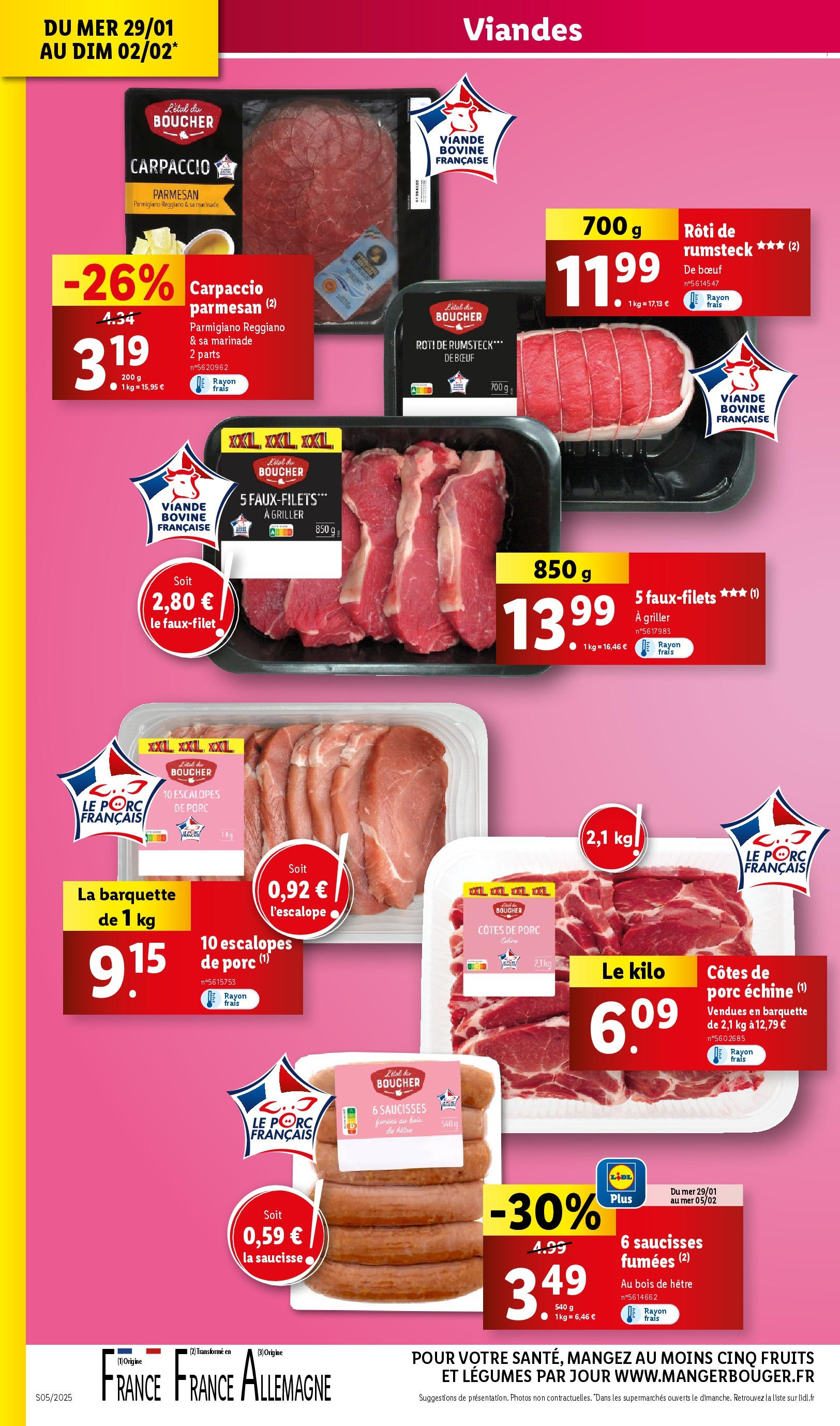 Catalogue LIDL du 28/01/2025 | Promo prospectus en ligne | Page: 8 | Produits: Parmesan, Viande, Porc, Rumsteck