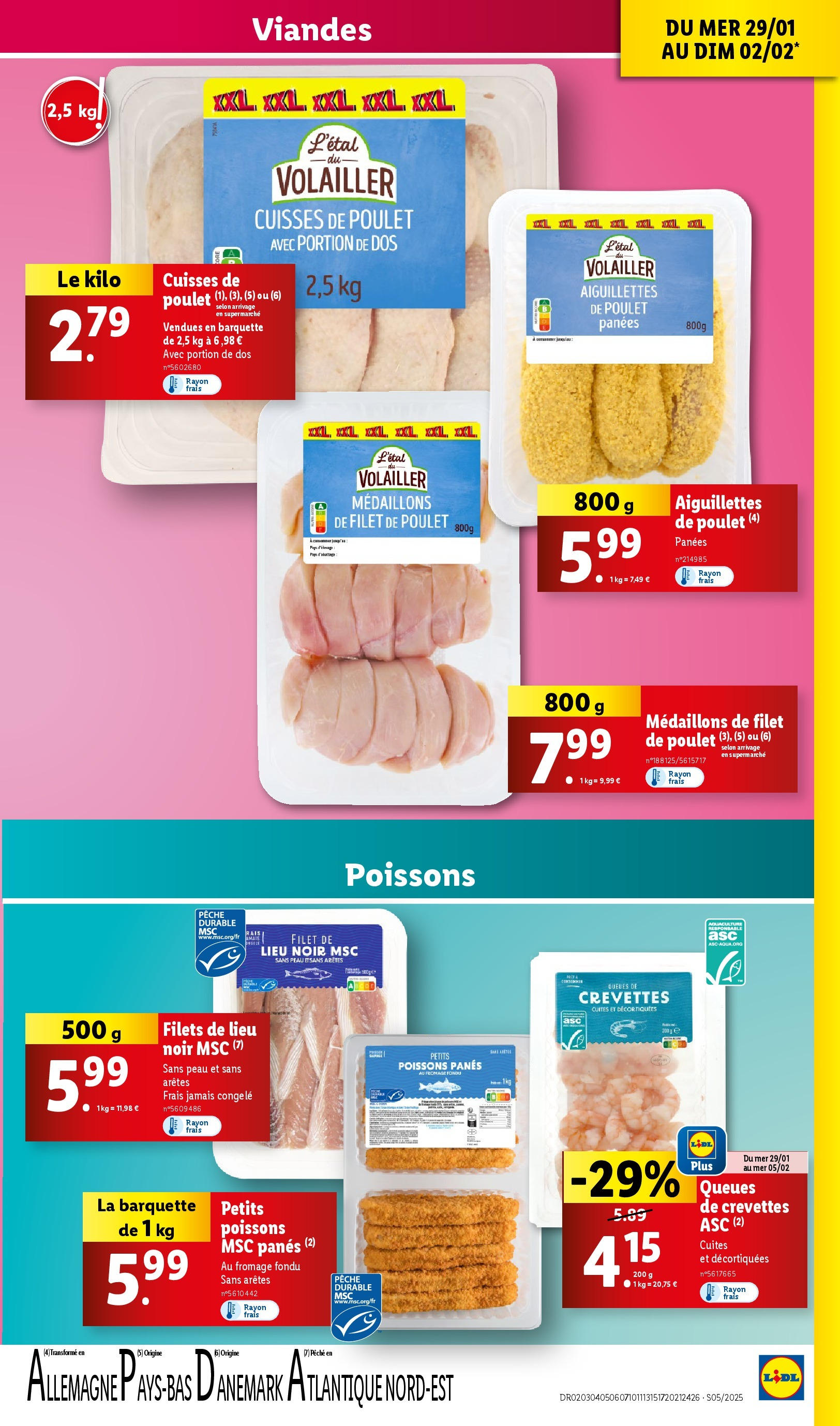 Catalogue LIDL du 28/01/2025 | Promo prospectus en ligne | Page: 9 | Produits: Cuisses de poulet, Pêche, Crevettes, Store