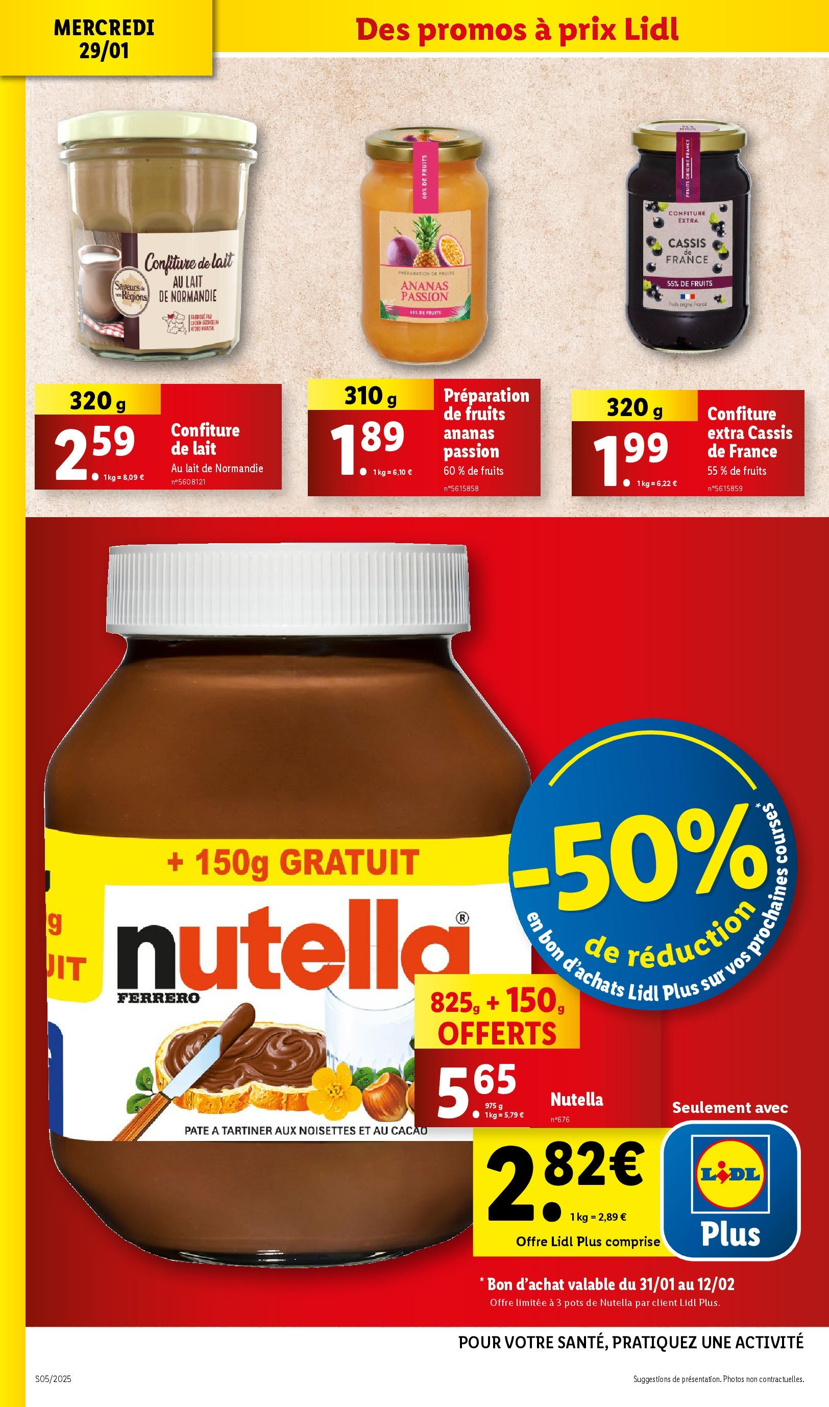 Catalogue LIDL du 28/01/2025 | Promo prospectus en ligne | Page: 12 | Produits: Cassis, Nutella, Lait, Ananas