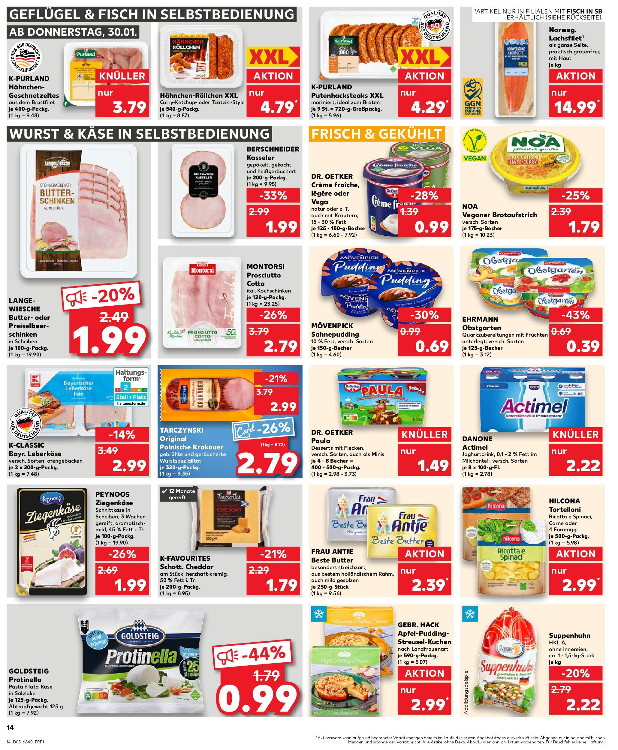 Kaufland - Neu-Ulm, Memminger Straße 56 (ab 30.01.2025) » Angebote Online zum Blättern | Seite: 14 | Produkte: Hahnchen, Pudding, Creme, Fisch