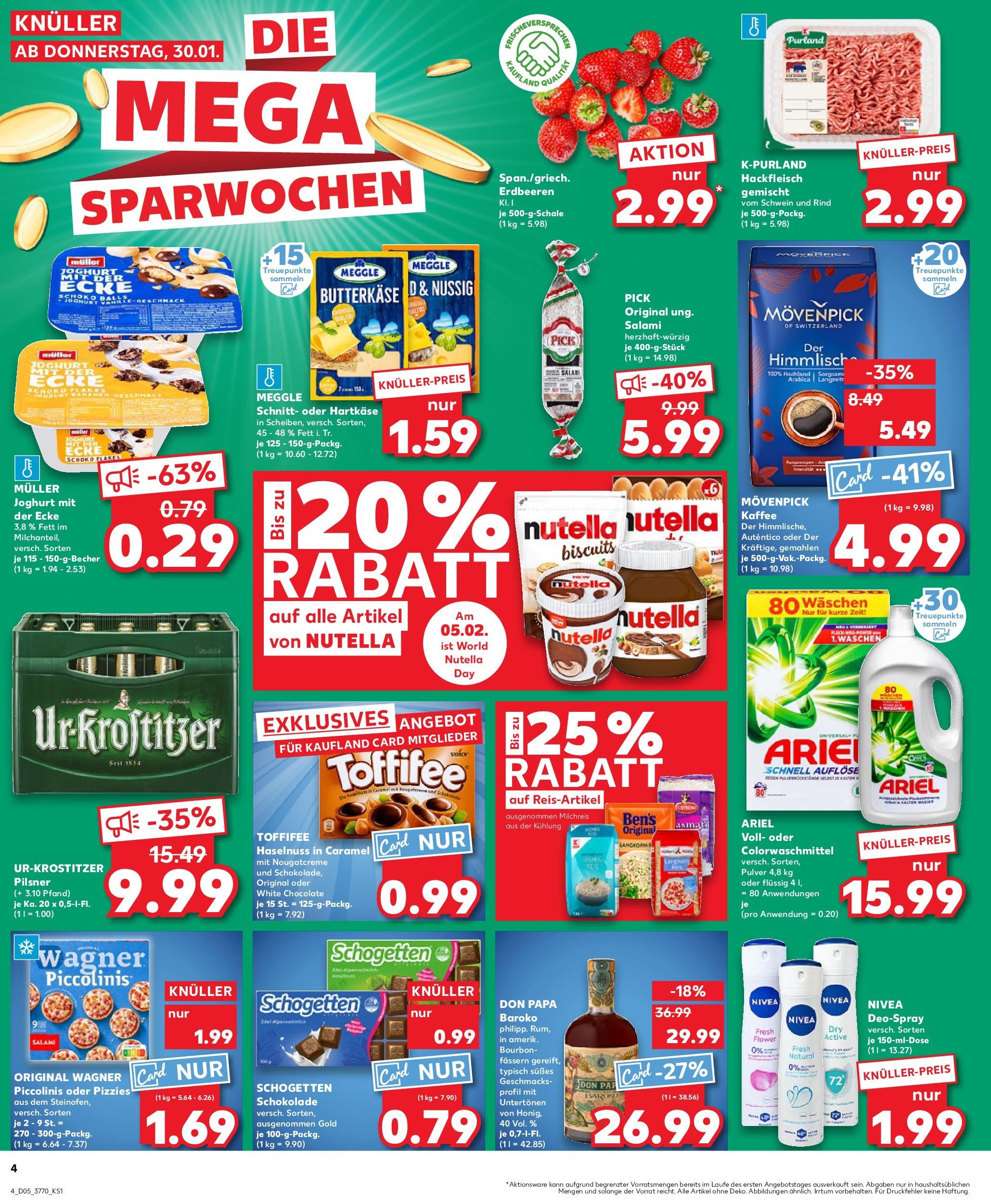 Kaufland - Frankenberg/Sachsen, Jochen-Köhler-Straße 11 (ab 30.01.2025) » Angebote Online zum Blättern | Seite: 4 | Produkte: Kaffee, Salami, Schogetten, Bourbon