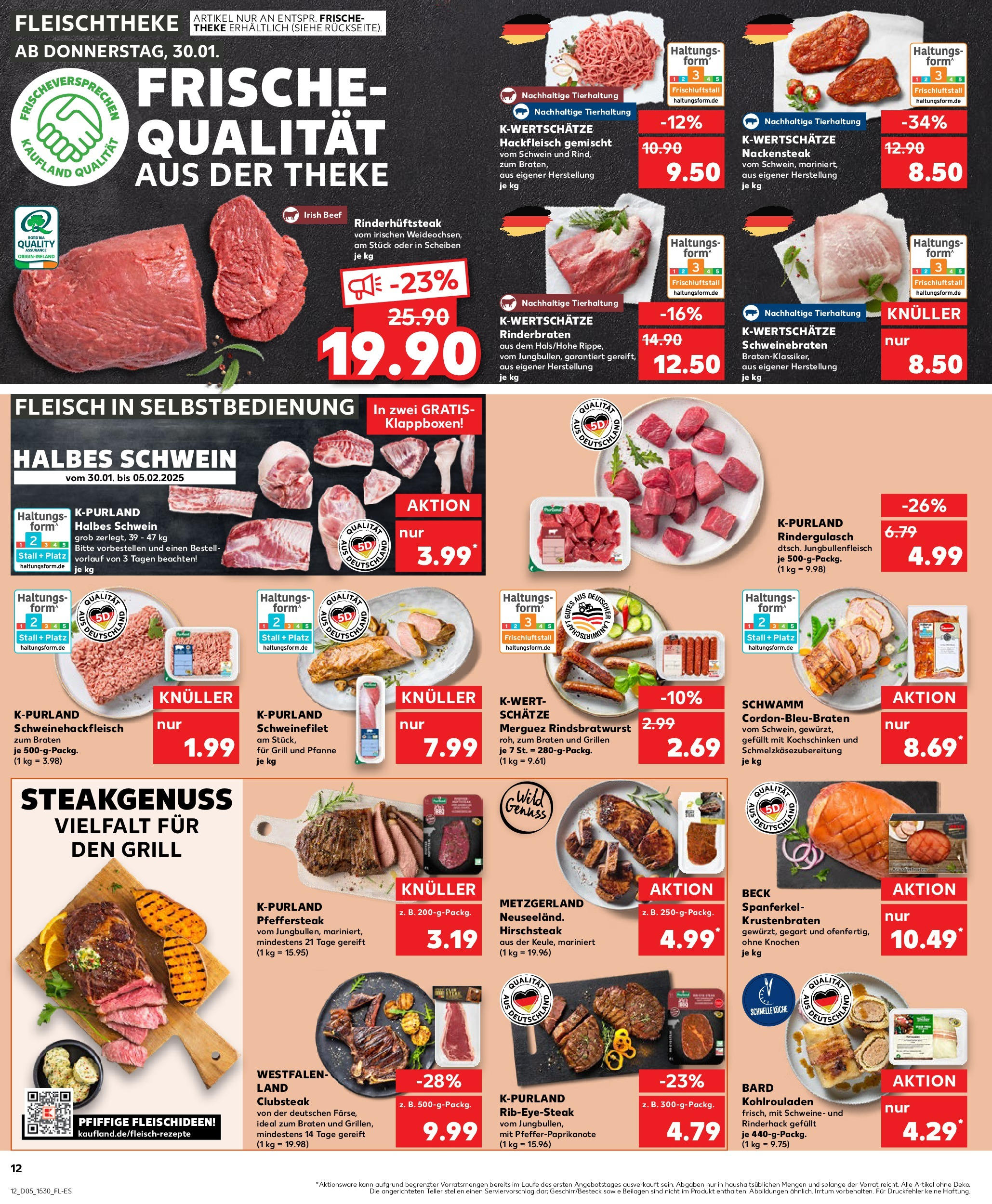 Kaufland - Oer-Erkenschwick, Berliner Platz 14 (ab 30.01.2025) » Angebote Online zum Blättern | Seite: 12 | Produkte: Rinderbraten, Theke, Schweinefilet, Fleisch