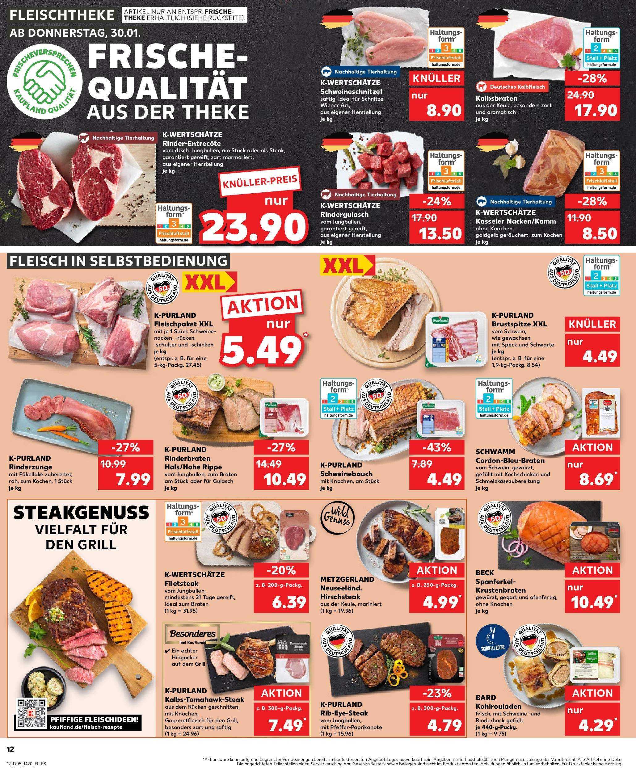 Kaufland - Gummersbach, Dieringhauser Straße 16 (ab 30.01.2025) » Angebote Online zum Blättern | Seite: 12 | Produkte: Rindergulasch, Theke, Krustenbraten, Schnitzel