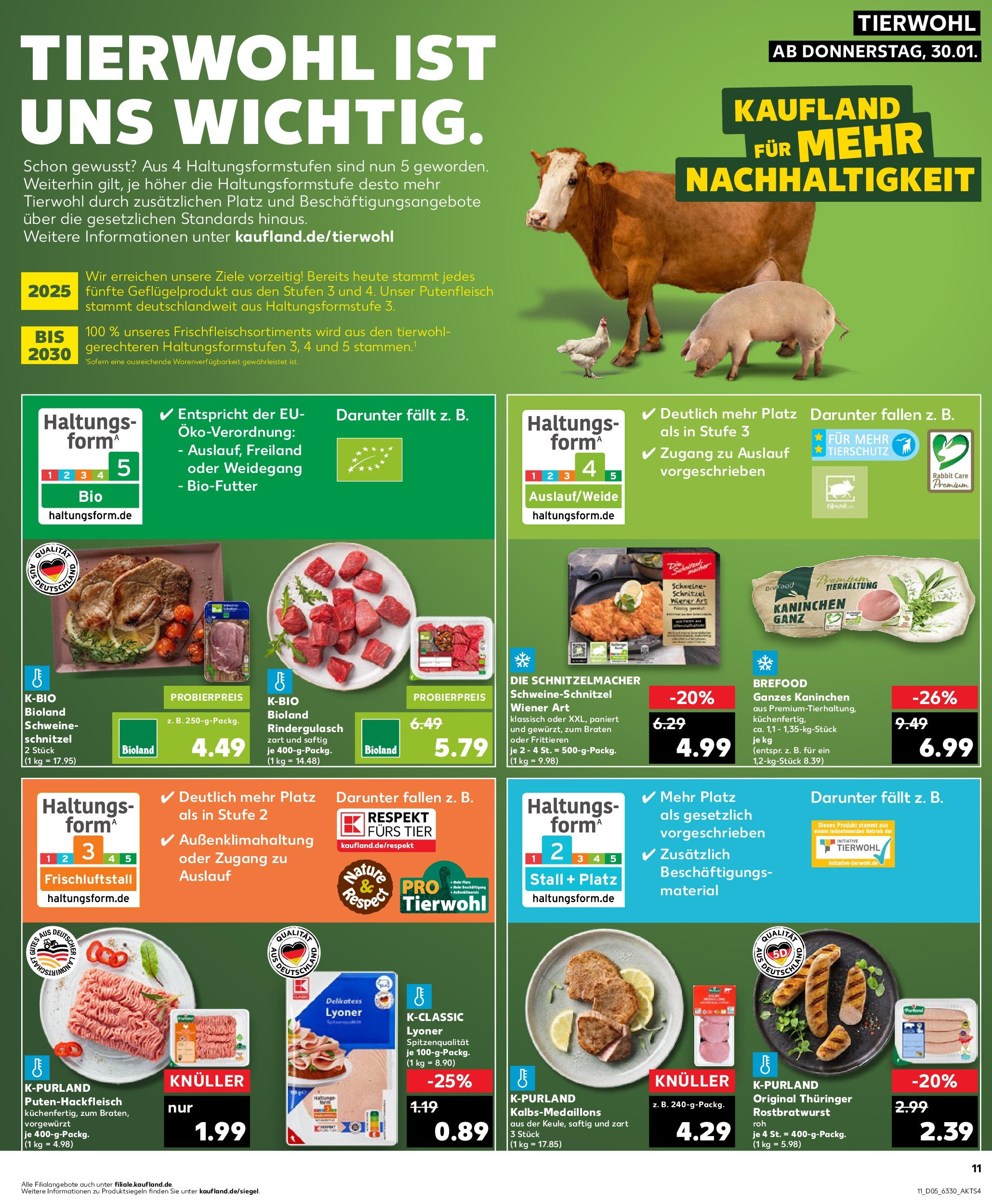 Kaufland - Wolfsburg, Brandgehaege 9 (ab 30.01.2025) » Angebote Online zum Blättern | Seite: 11 | Produkte: Rindergulasch, Kaninchen, Schnitzel