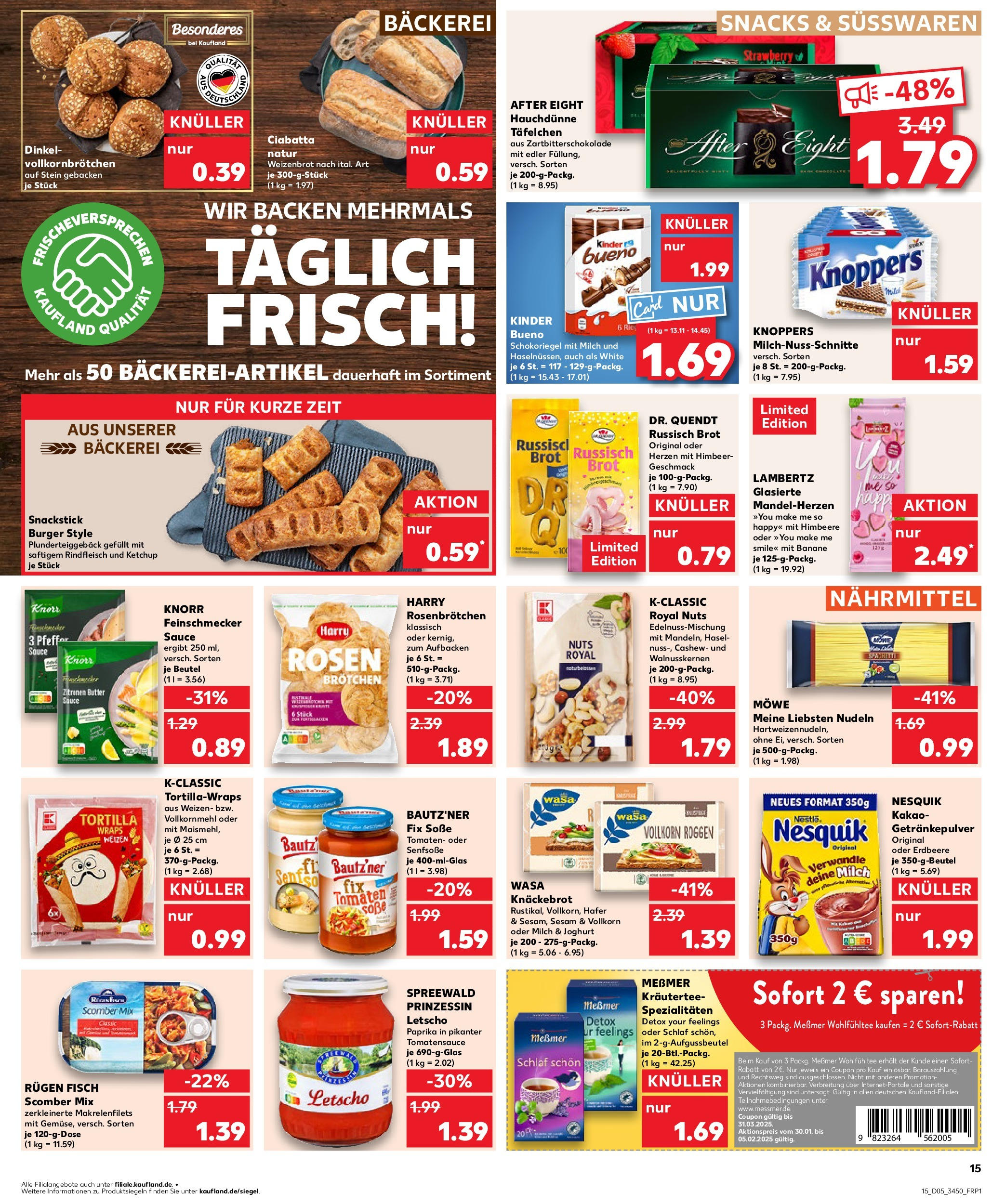 Kaufland - Bergen auf Rügen, Ringstraße 140 (ab 30.01.2025) » Angebote Online zum Blättern | Seite: 15 | Produkte: Messmer, Knorr, Soße, Knoppers