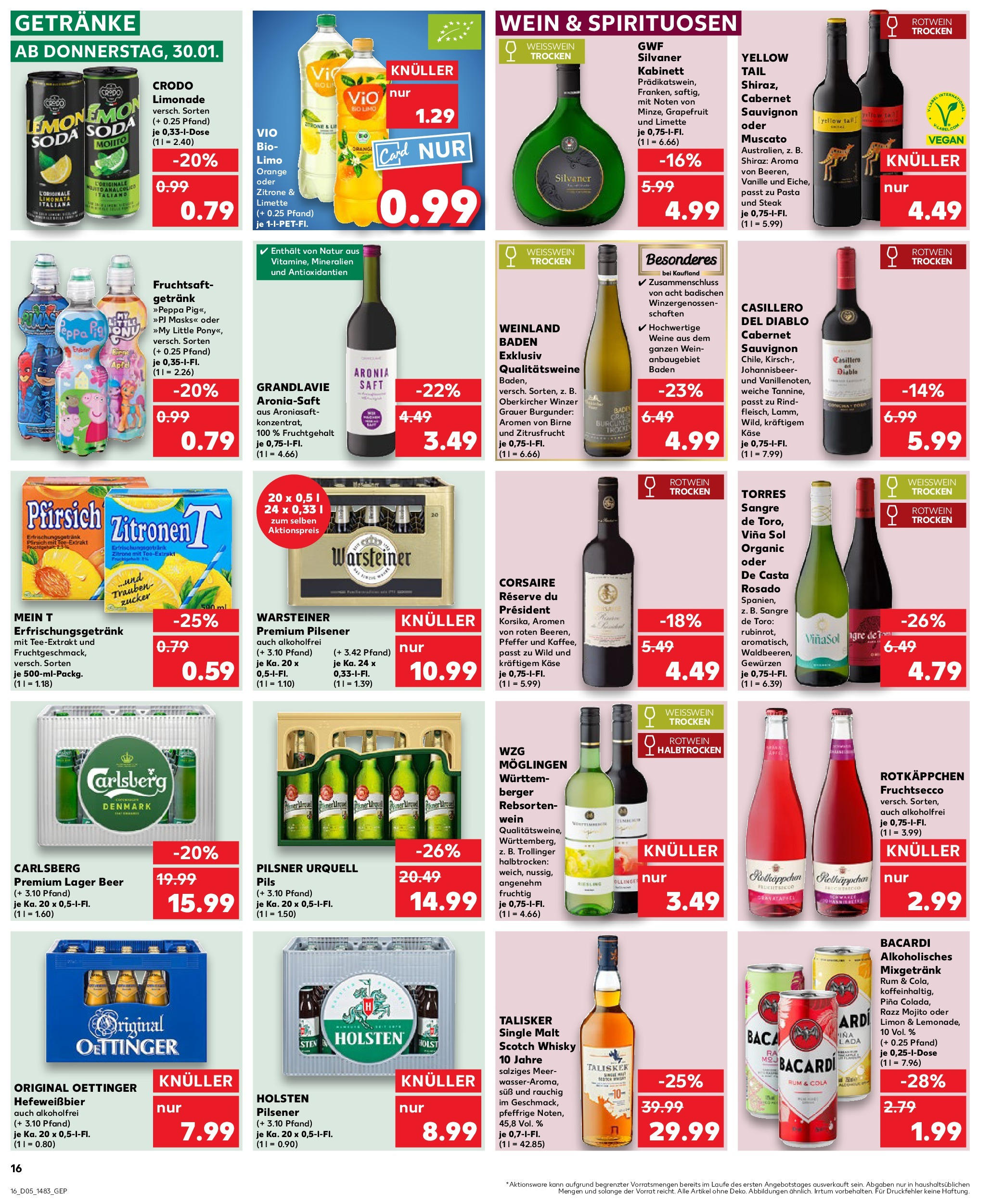 Kaufland - Frankfurt Am Main, Mainzer Landstraße 6 (ab 30.01.2025) » Angebote Online zum Blättern | Seite: 16 | Produkte: Carlsberg, Rotwein halbtrocken, Wein, Steak