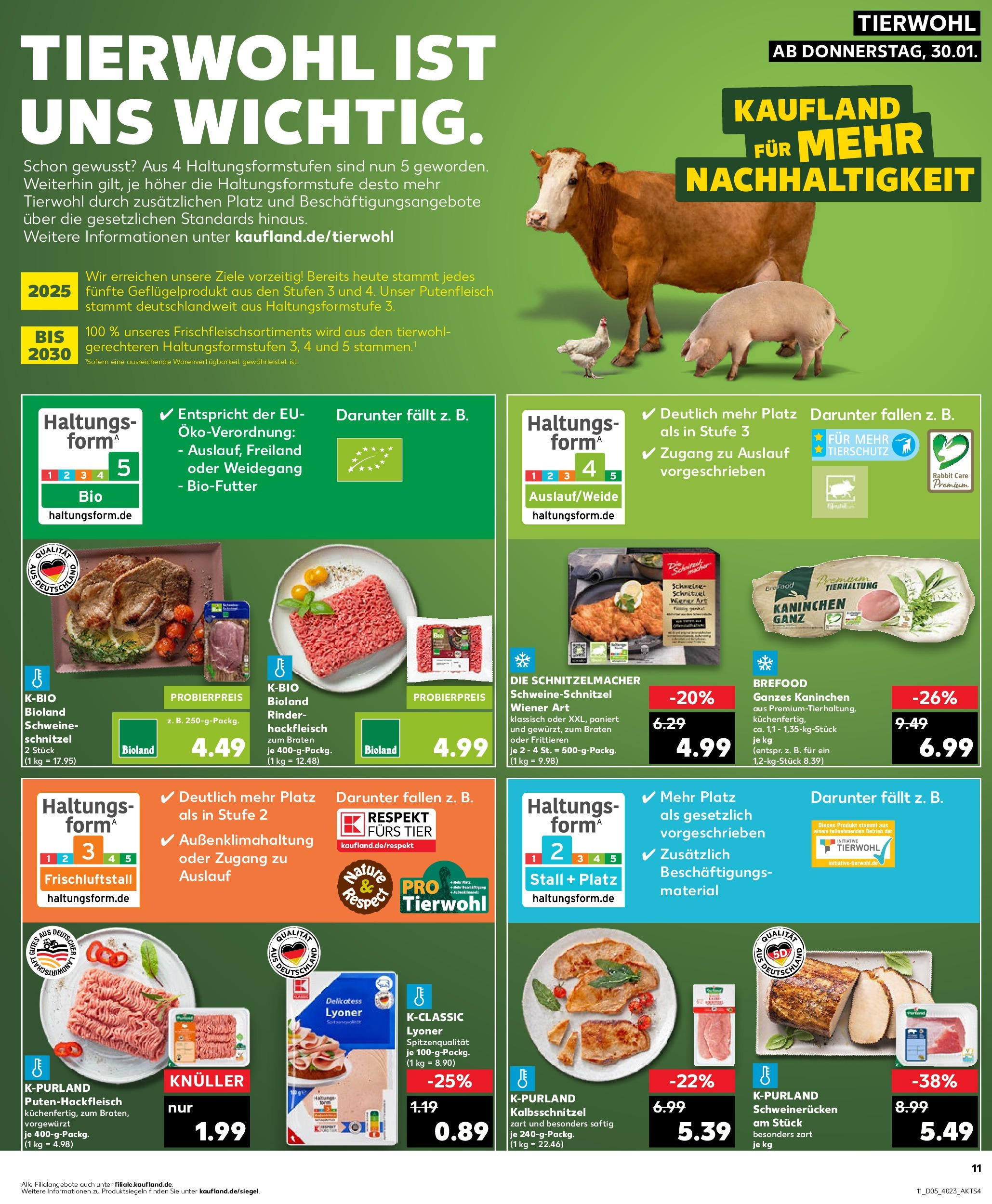 Kaufland - Bergen auf Rügen, Ringstraße 140 (ab 30.01.2025) » Angebote Online zum Blättern | Seite: 11 | Produkte: Kaninchen, Schnitzel, Schweinerucken, Hackfleisch