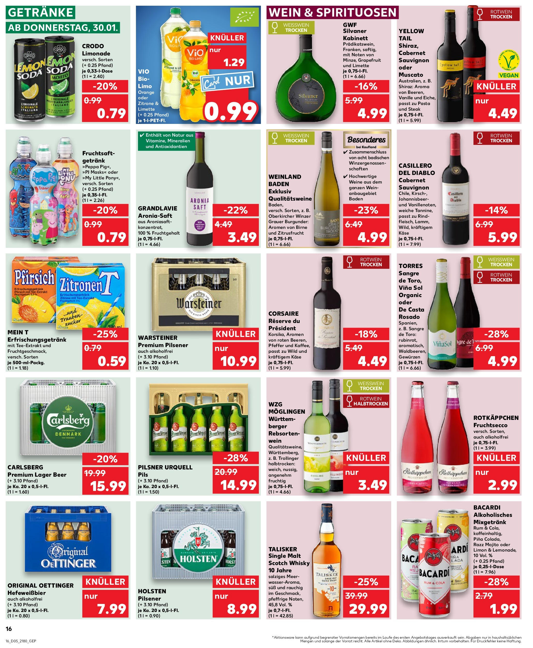 Kaufland - Sigmaringen, Georg-Zimmerer-Straße 15 (ab 30.01.2025) » Angebote Online zum Blättern | Seite: 16 | Produkte: Rotwein, Oettinger, Holsten, Pfirsich