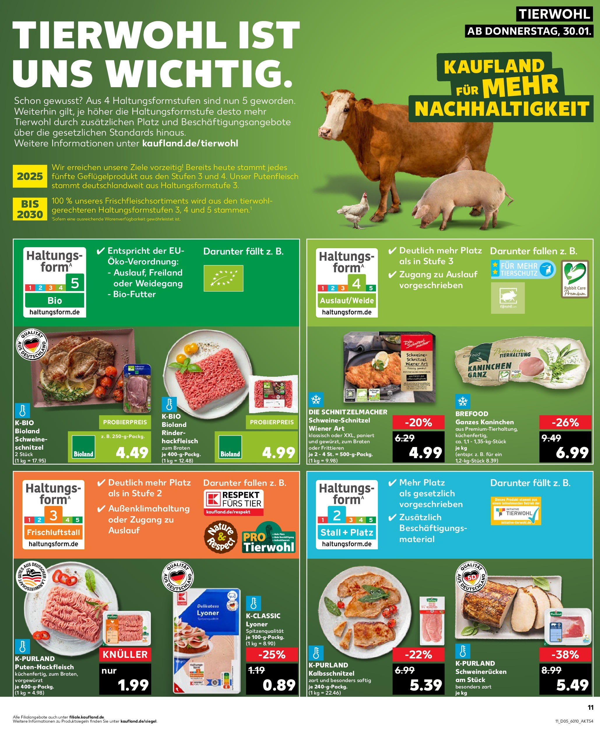 Kaufland - München, Margot-Kalinke-Straße 4 (ab 30.01.2025) » Angebote Online zum Blättern | Seite: 11 | Produkte: Kaninchen, Schnitzel, Schweinerucken, Hackfleisch