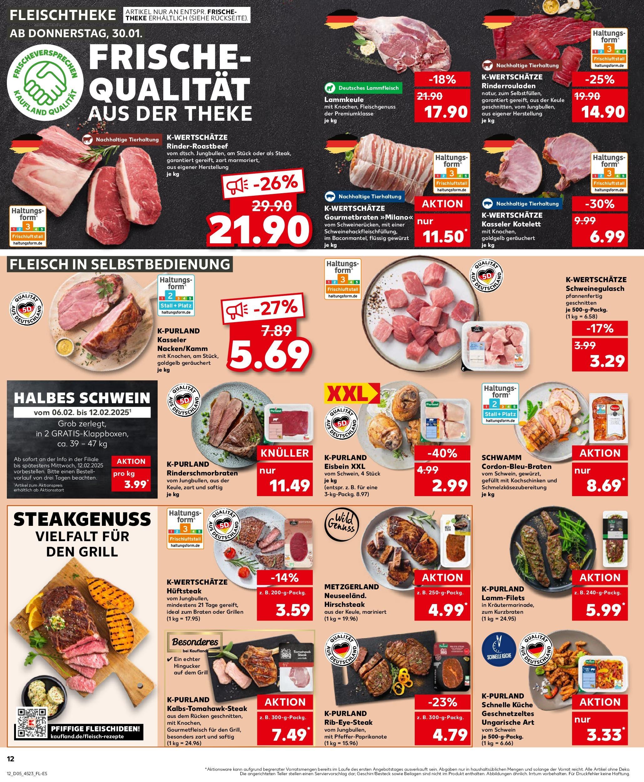 Kaufland - Heilbronn, Stuttgarter Straße 85 (ab 30.01.2025) » Angebote Online zum Blättern | Seite: 12 | Produkte: Schweinegulasch, Grill, Küche, Fleisch