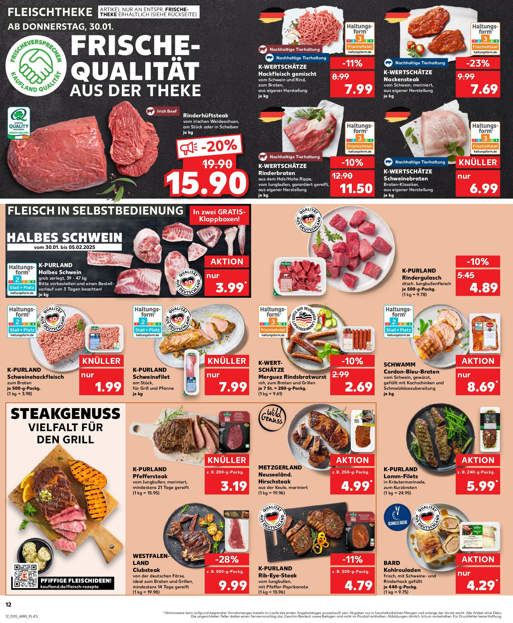 Kaufland - Bad Kreuznach, Schwabenheimer Weg 5 (ab 30.01.2025) » Angebote Online zum Blättern | Seite: 12 | Produkte: Rinderbraten, Rindergulasch, Küche, Schweinefilet