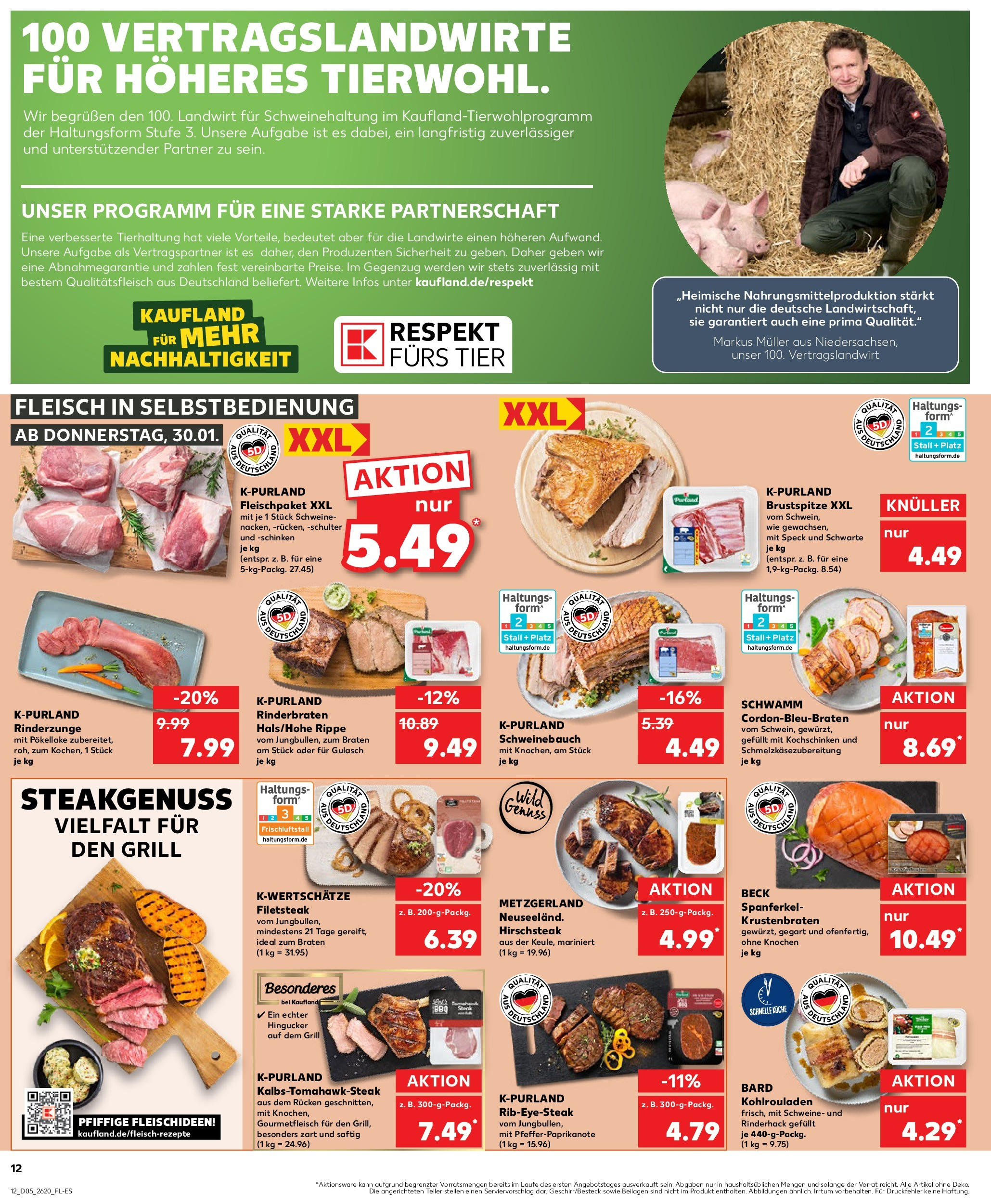 Kaufland - Hoyerswerda, Straße E 9 (ab 30.01.2025) » Angebote Online zum Blättern | Seite: 12 | Produkte: Krustenbraten, Gulasch, Schinken, Fleisch