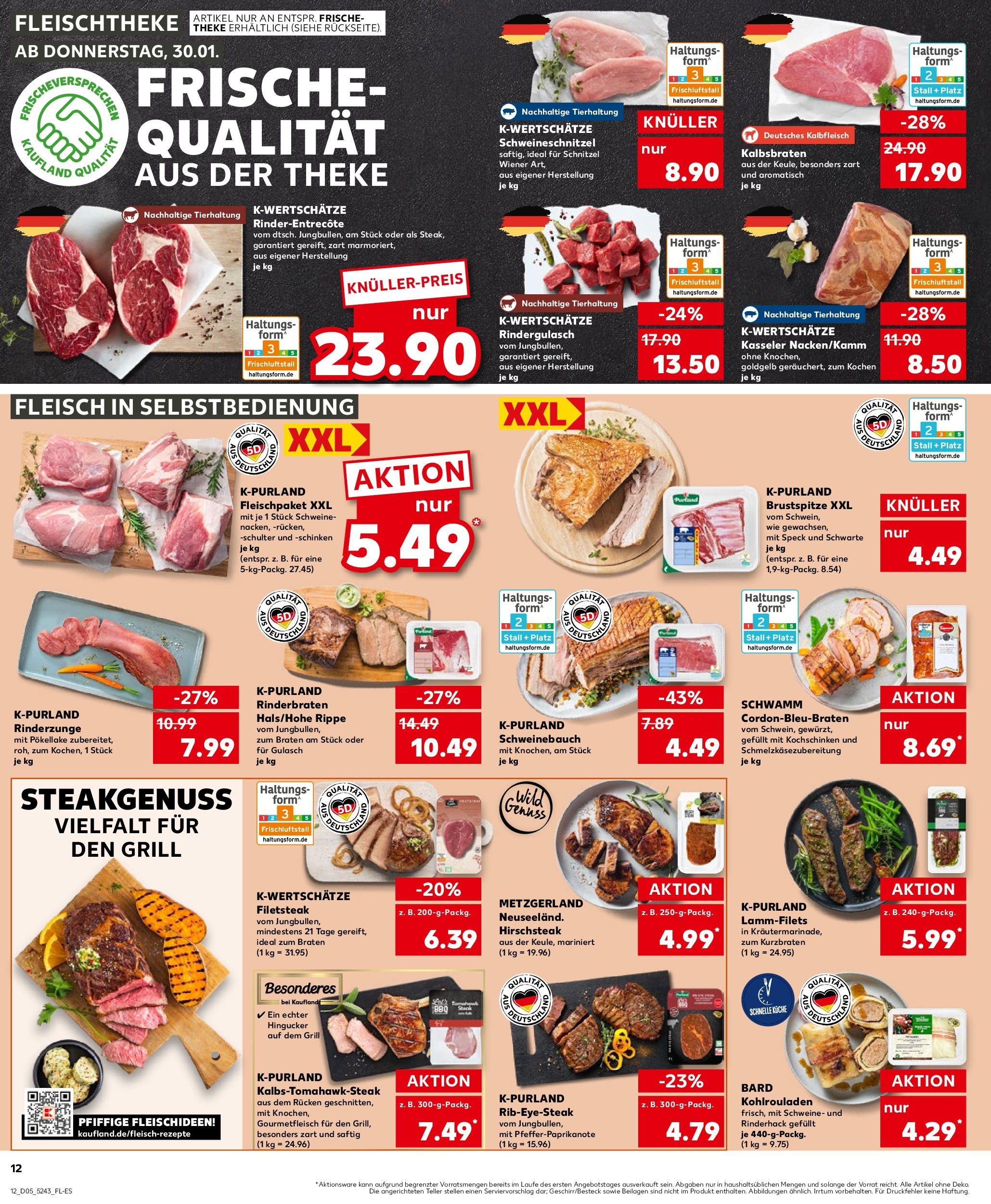 Kaufland - Tübingen, Reutlinger Straße 44 (ab 30.01.2025) » Angebote Online zum Blättern | Seite: 12 | Produkte: Rindergulasch, Theke, Schweinebauch, Fleisch