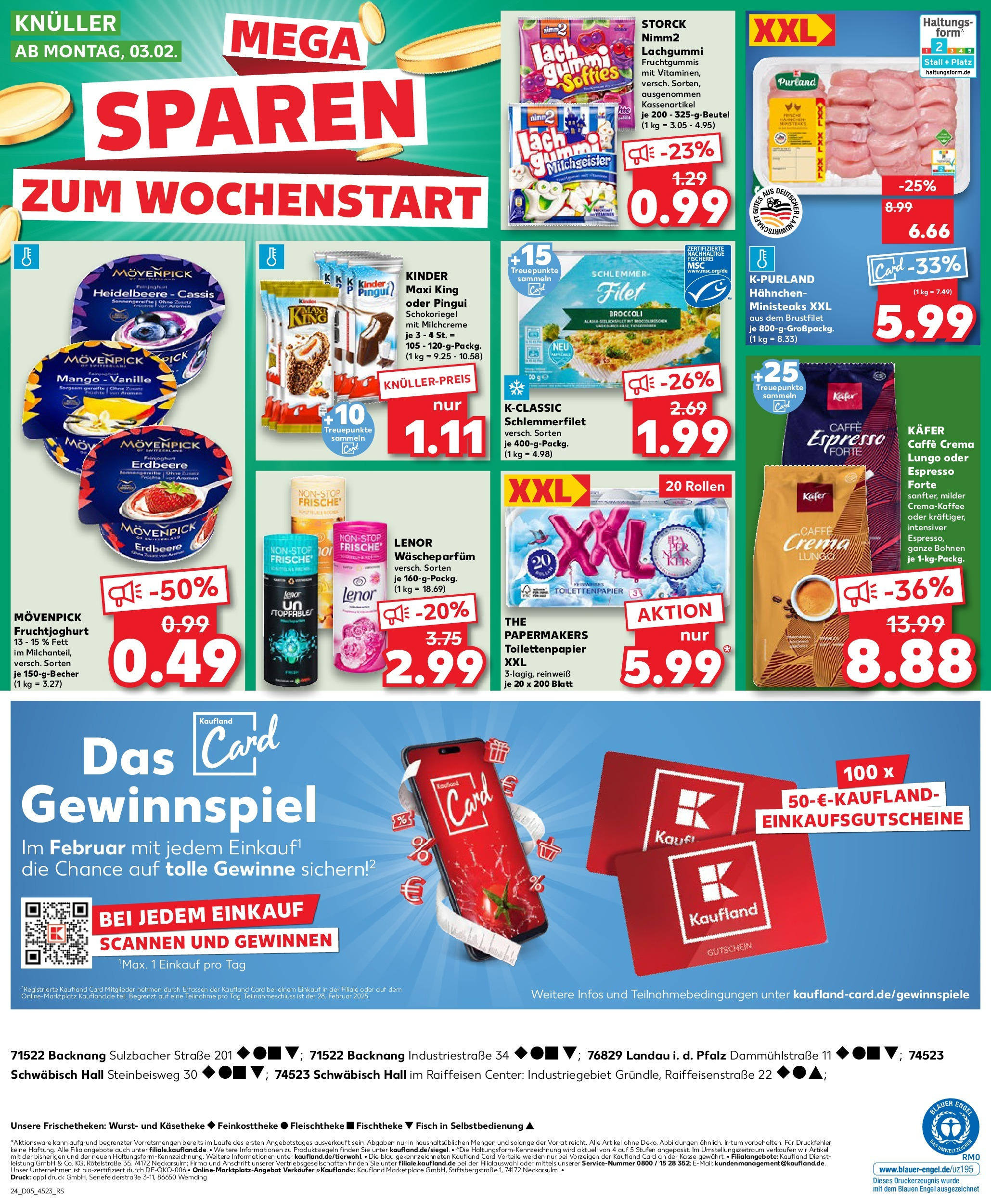 Kaufland - Schwäbisch Hall-Hessental, Raiffeisenstraße 22 (ab 30.01.2025) » Angebote Online zum Blättern | Seite: 24 | Produkte: Hahnchen, Fruchtjoghurt, Fisch, Wurst