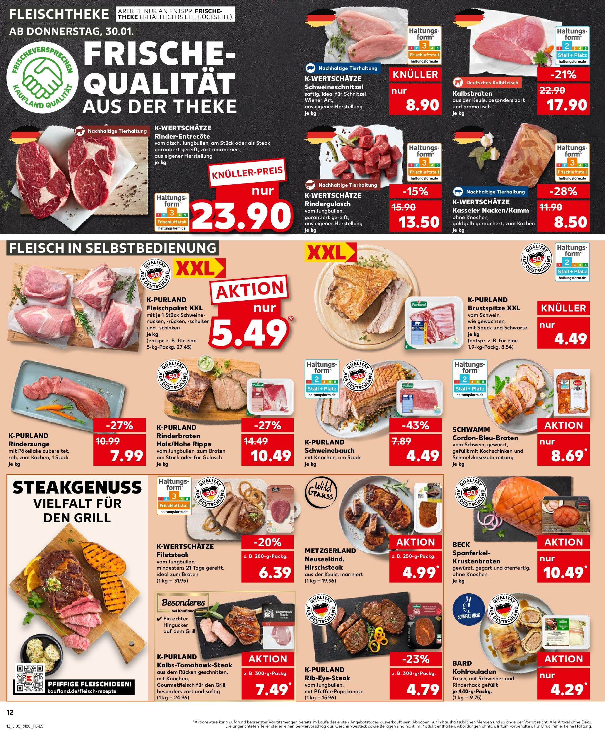 Kaufland - Ahrensfelde, Landsberger Chaussee 17 (ab 30.01.2025) » Angebote Online zum Blättern | Seite: 12 | Produkte: Rinderbraten, Rindergulasch, Küche, Schnitzel