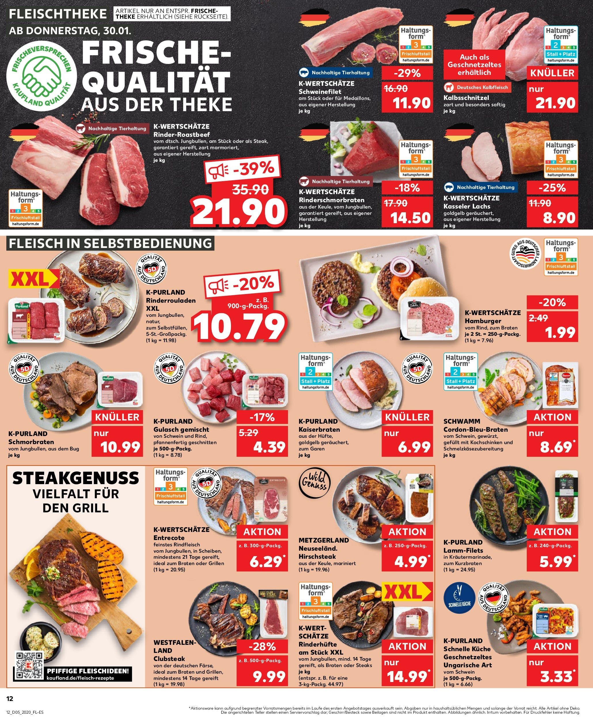 Kaufland - Lörrach, Robert-Bosch-Straße 6 (ab 30.01.2025) » Angebote Online zum Blättern | Seite: 12 | Produkte: Rinderrouladen, Küche, Entrecote, Rindfleisch