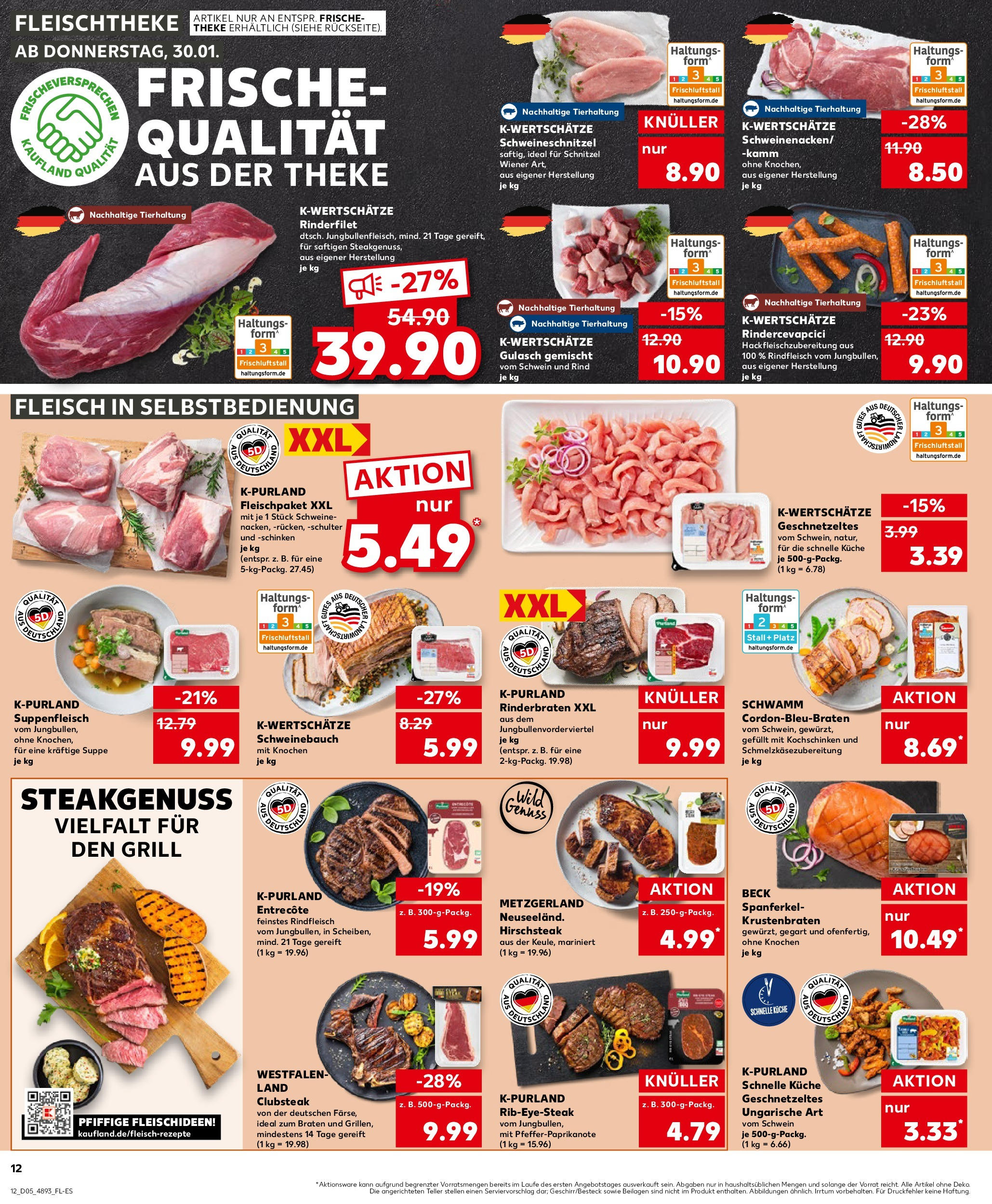 Kaufland - Oranienburg, Friedensstraße 8 (ab 30.01.2025) » Angebote Online zum Blättern | Seite: 12 | Produkte: Rinderbraten, Theke, Krustenbraten, Suppenfleisch