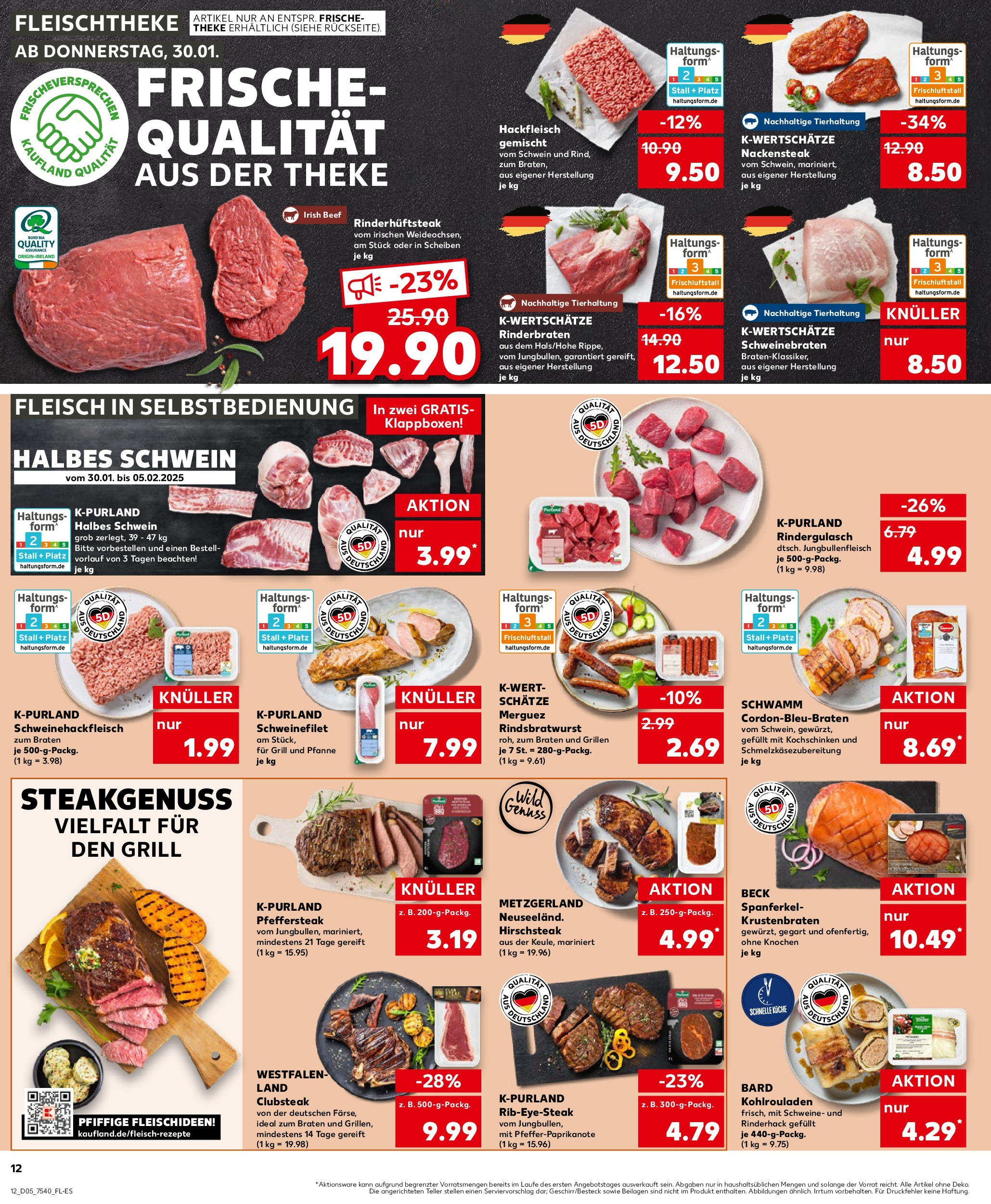 Kaufland - Cottbus, Sielower Chaussee 38 (ab 30.01.2025) » Angebote Online zum Blättern | Seite: 12 | Produkte: Rinderbraten, Grill, Rindergulasch, Hackfleisch