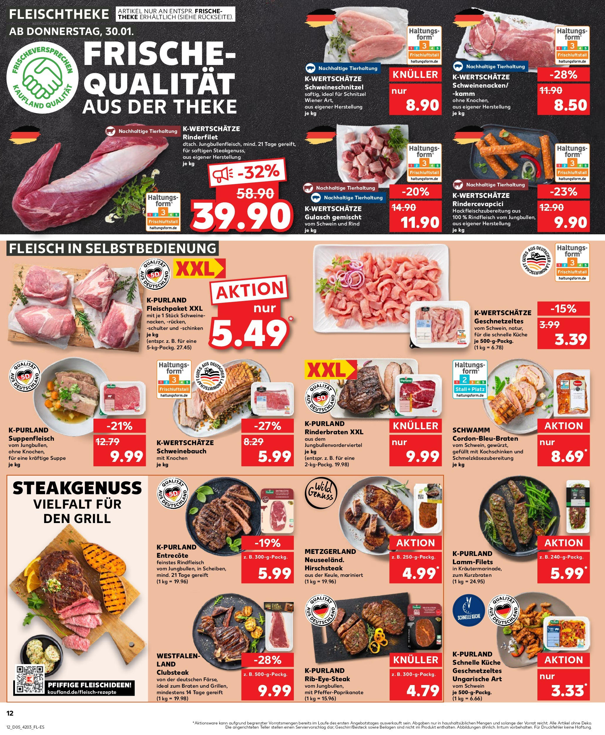 Kaufland - Edingen-Neckarhausen, Rosenstraße 70 (ab 30.01.2025) » Angebote Online zum Blättern | Seite: 12 | Produkte: Küche, Gulasch, Suppenfleisch, Schinken