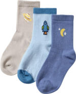 dm-drogerie markt ALANA Socken mit Ripp-Struktur & Weltraum-Motiv, blau + grau, Gr. 29/31 - bis 15.02.2025