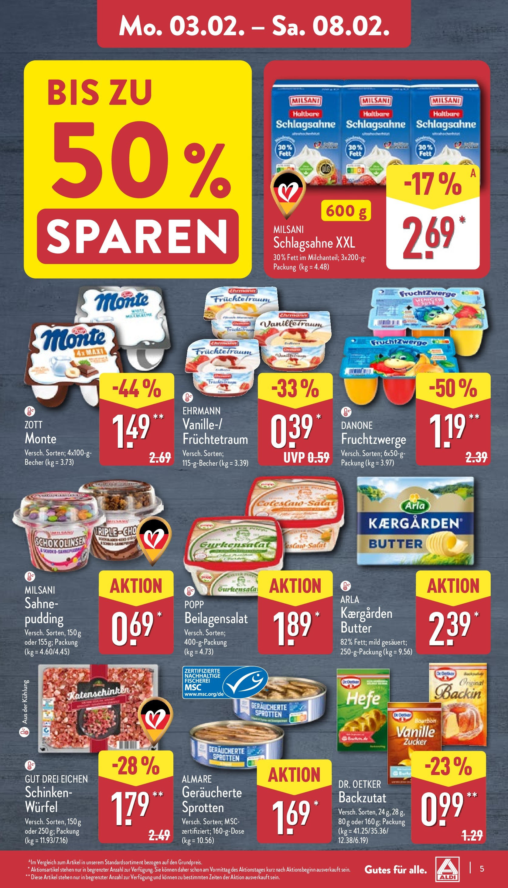 Aldi - ALDI Nord: Wochenangebote (ab 02.02.2025) » Angebote Online | Seite: 5 | Produkte: Schlagsahne, Pudding, Zucker, Bourbon