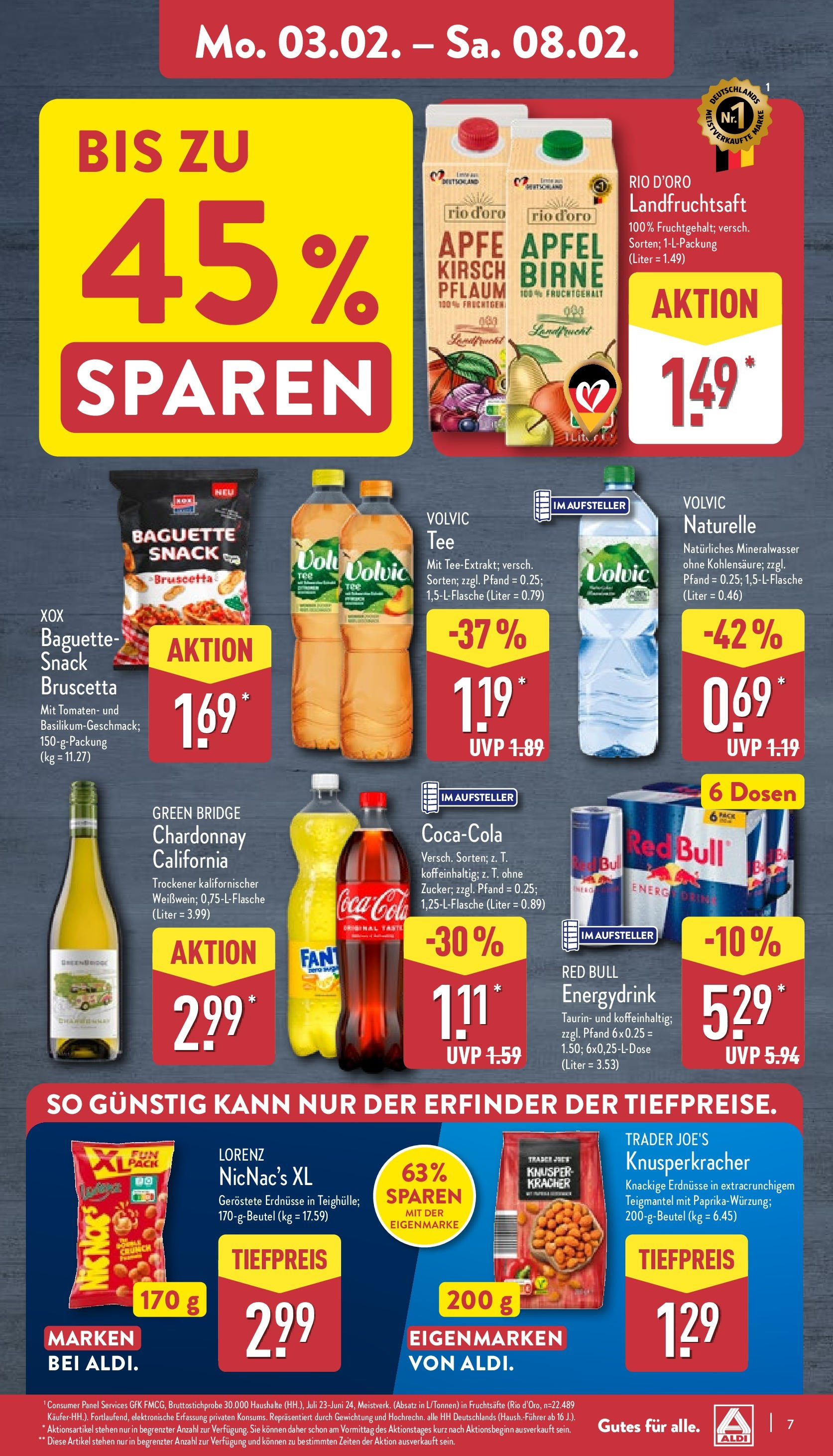 Aldi - ALDI Nord: Wochenangebote (ab 02.02.2025) » Angebote Online | Seite: 7 | Produkte: Red bull, Äpfel, Tomaten, Mineralwasser