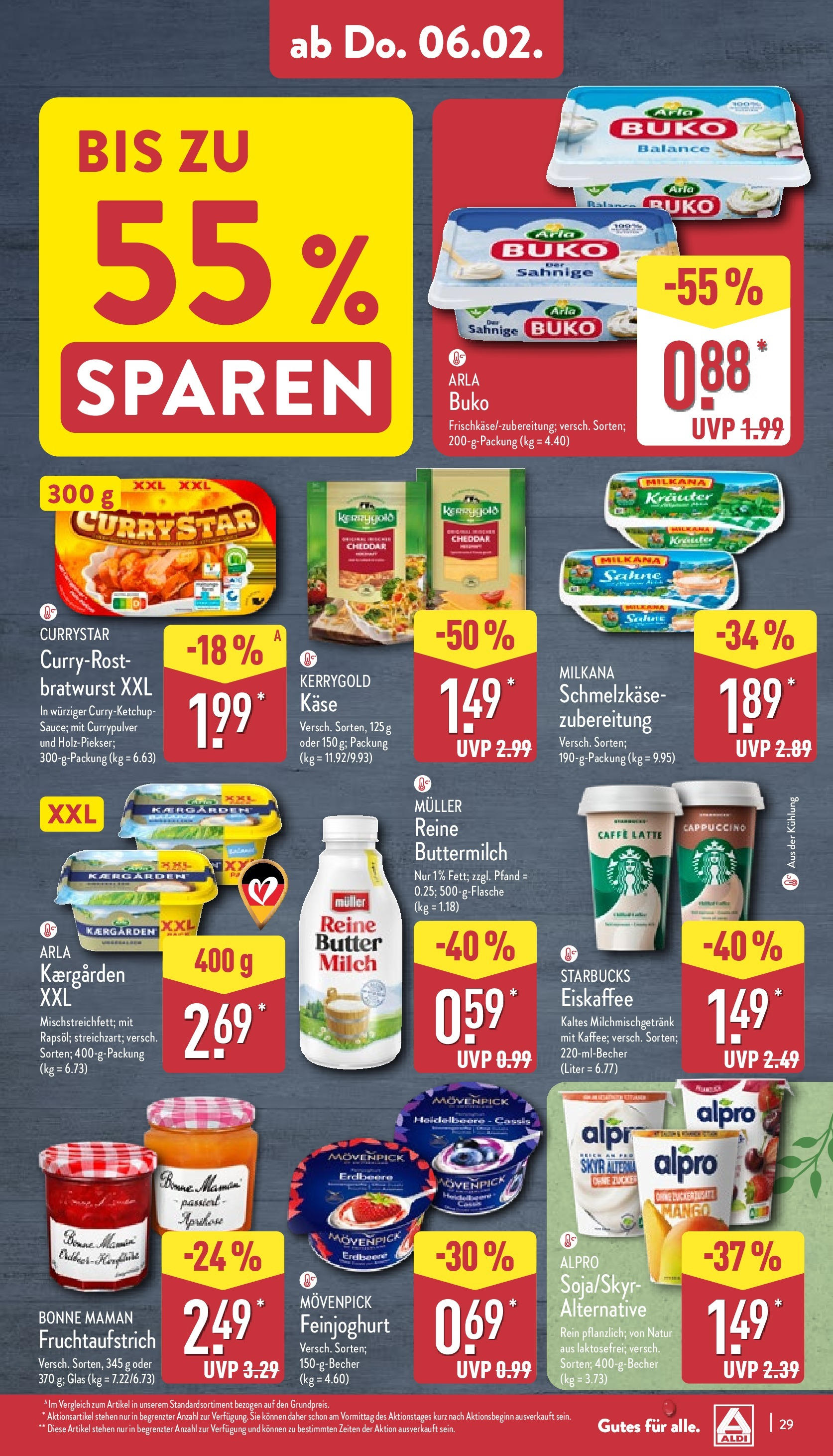 Aldi - ALDI Nord: Wochenangebote (ab 02.02.2025) » Angebote Online | Seite: 29 | Produkte: Butter, Milkana, Bratwurst, Alpro