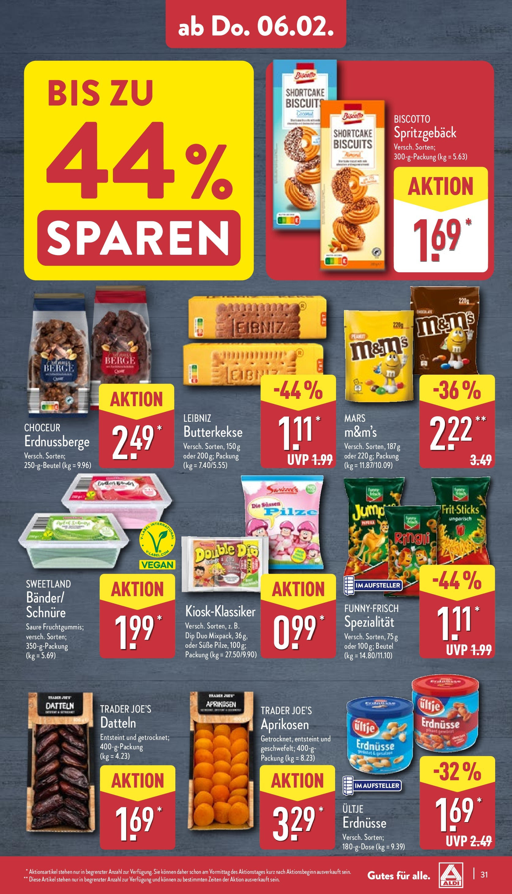 Aldi - ALDI Nord: Wochenangebote (ab 02.02.2025) » Angebote Online | Seite: 31 | Produkte: Ultje erdnusse, M&M's, Mars, Butterkekse