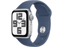 Apple Watch SE 2024 GPS 40mm Aluminiumgehäuse, Denim Sportarmband S/M, Silber; Smartwatch