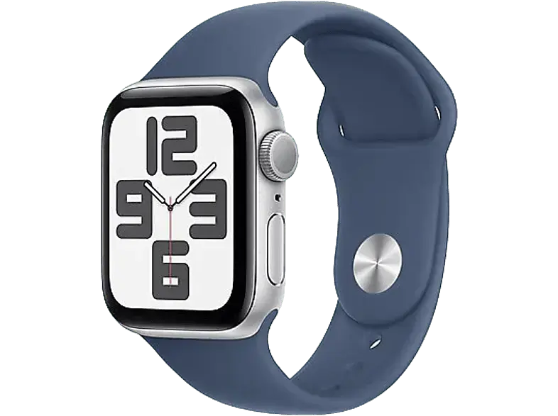Apple Watch SE 2024 GPS 40mm Aluminiumgehäuse, Denim Sportarmband S/M, Silber; Smartwatch