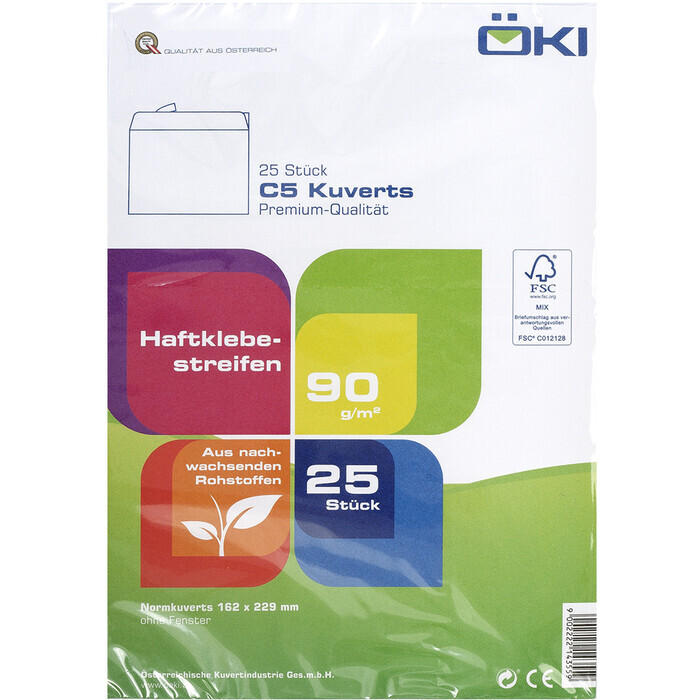 Ã-KI Kuvert C5 mit Haftstreifen 25 Stück weiß