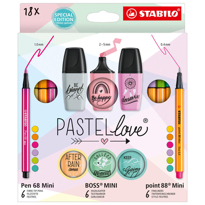 STABILO Schreib-Set Pastelllove 18er Set mehrere Farben