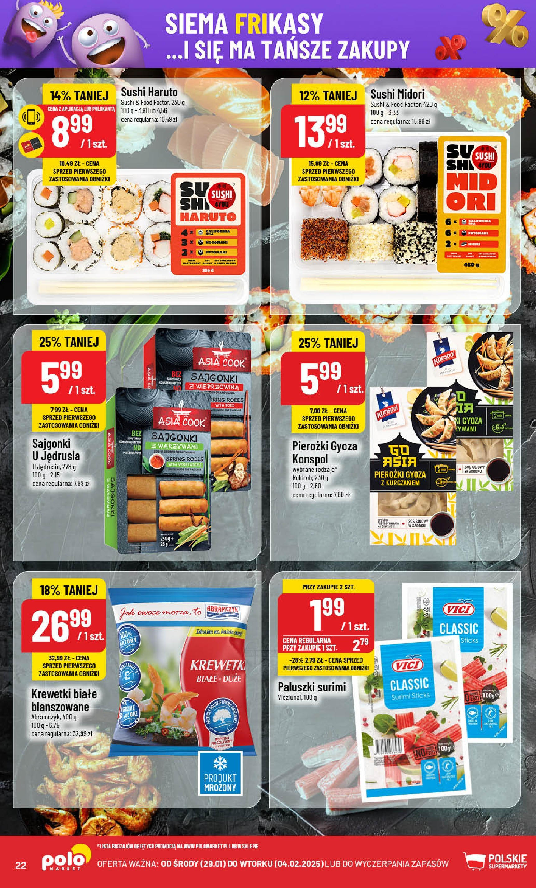 POLOmarket gazetka od jutra (29.01.2025) - Nowa PDF | Strona: 22 | Produkty: Krewetki, Surimi, Sos sojowy, Owoce