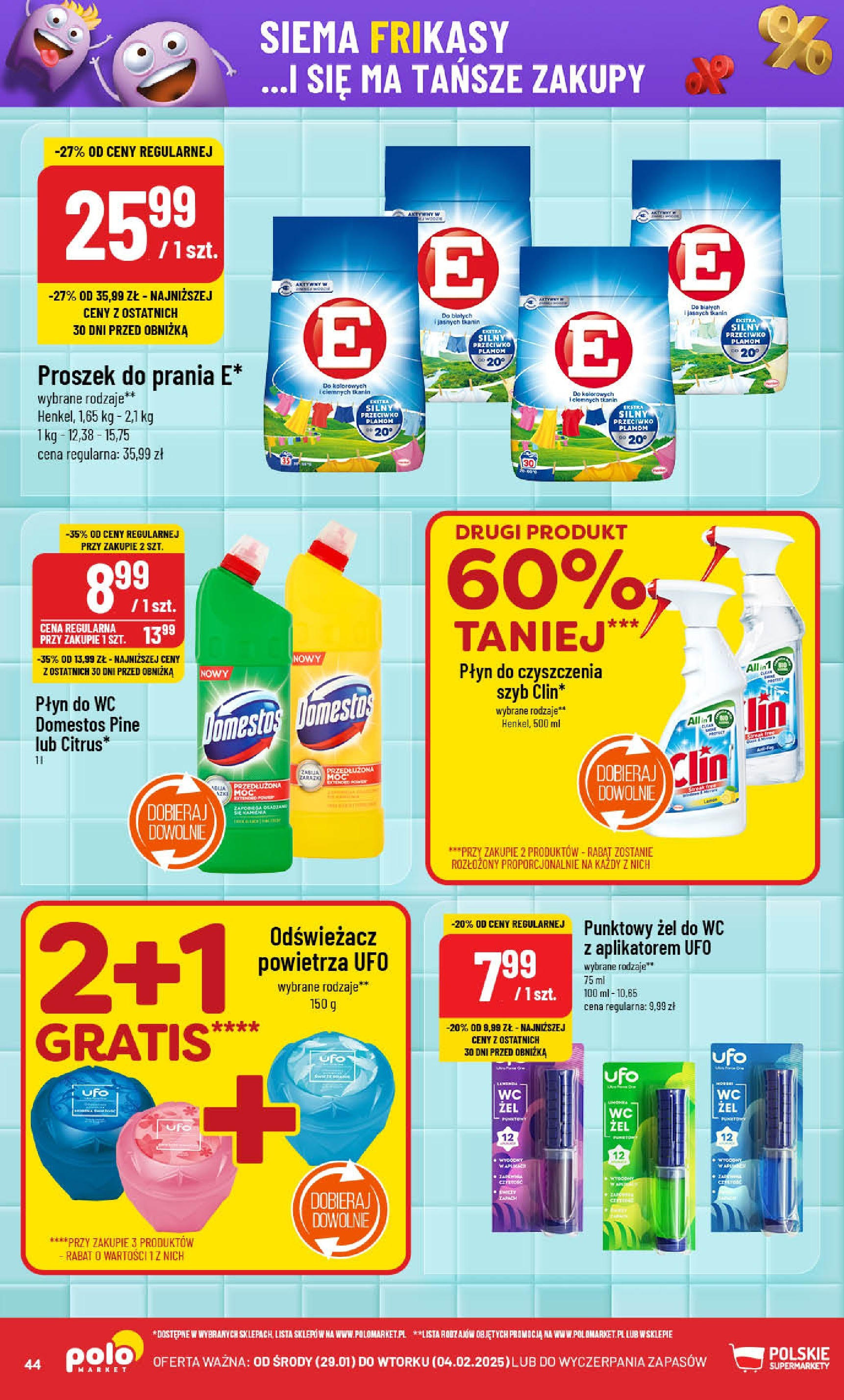 POLOmarket gazetka od jutra (29.01.2025) - Nowa PDF | Strona: 44 | Produkty: Odświeżacz, Domestos, Płyn do WC Domestos, Proszek do prania