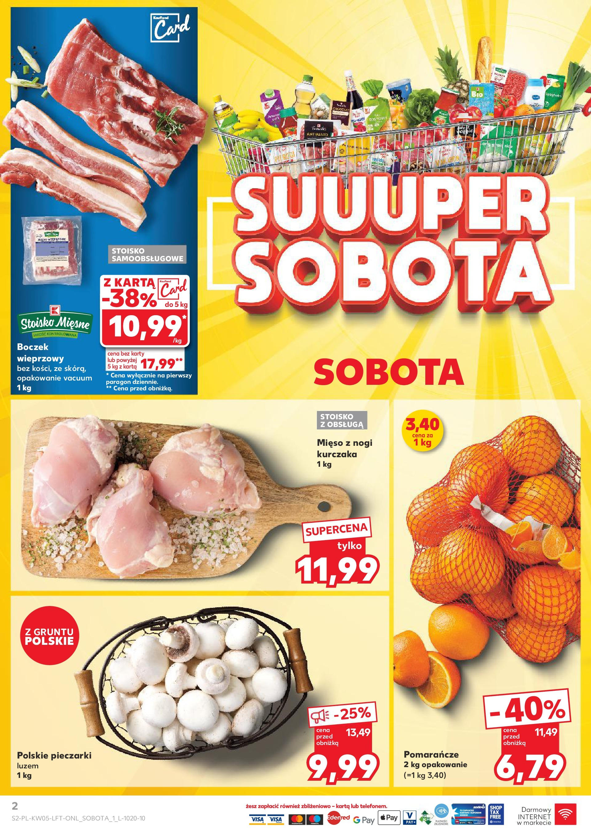 Kaufland - Kaufland Food_ważna do 05.02 od 31.01.2025 - od jutra PDF | Strona: 2 | Produkty: Karta, Pieczarki, Boczek, Pomarańcze