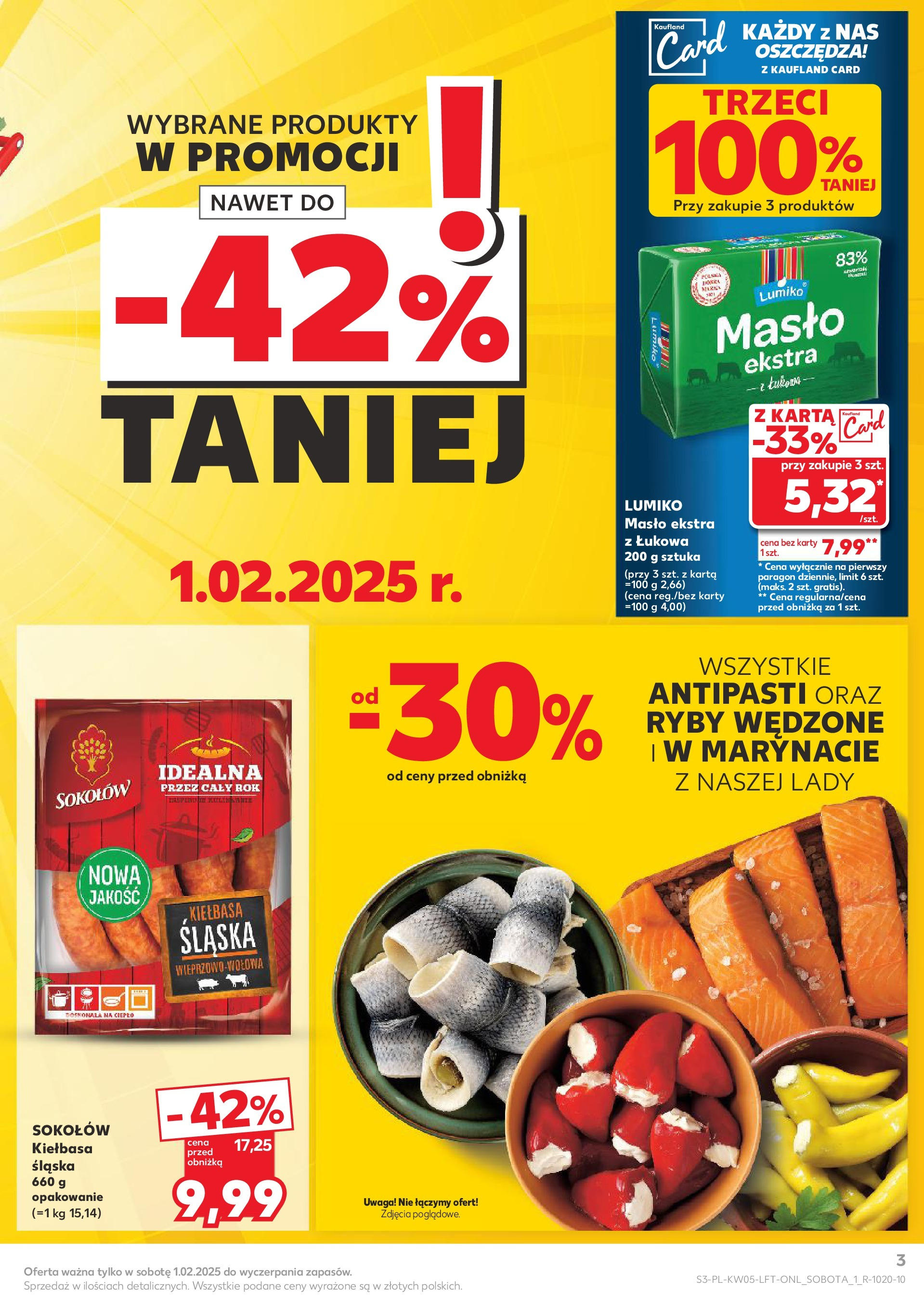 Kaufland - Kaufland Food_ważna do 05.02 od 31.01.2025 - od jutra PDF | Strona: 3 | Produkty: Kiełbasa, Kiełbasa śląska, Masło, Ryby