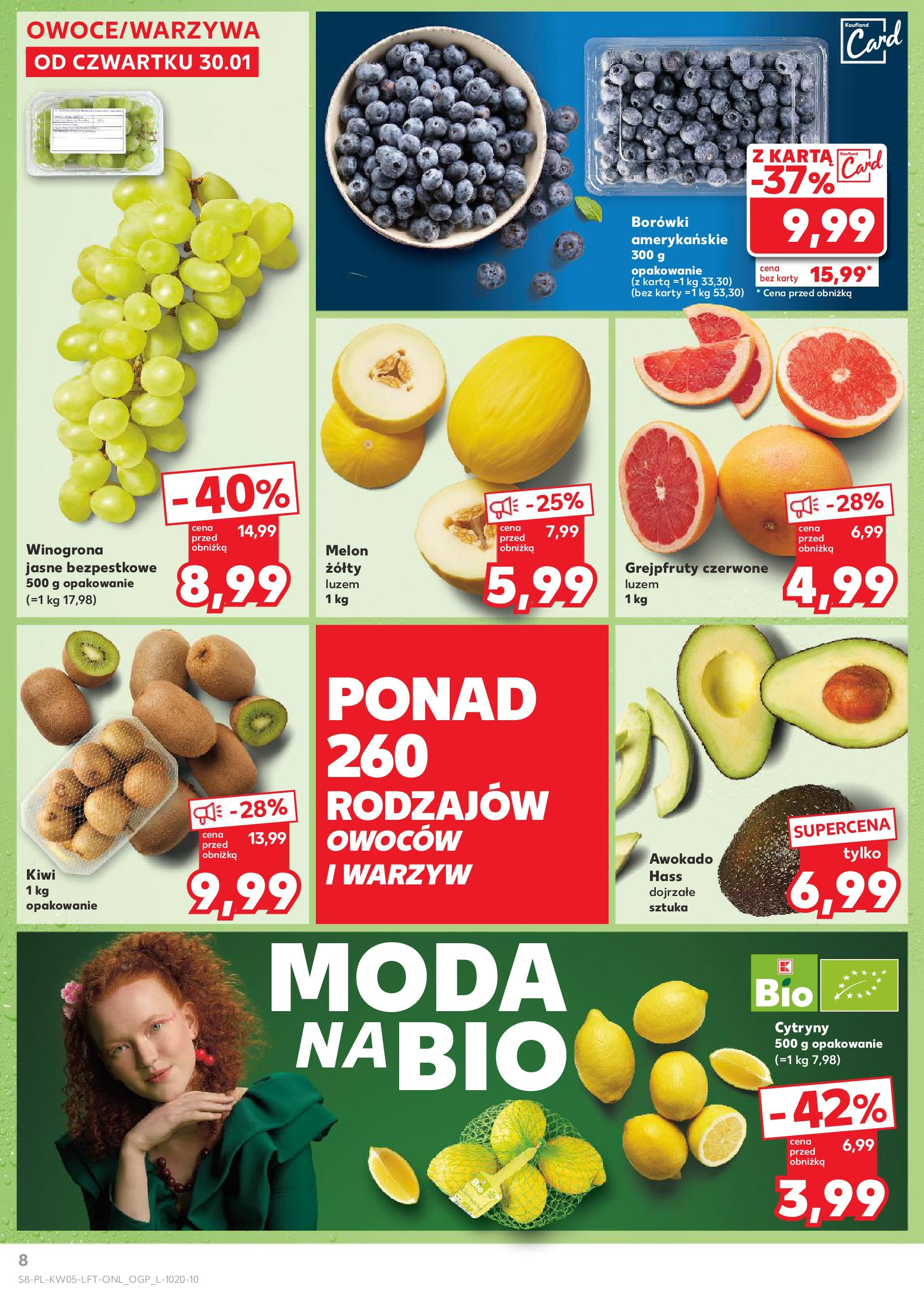 Kaufland - Kaufland Food_ważna do 05.02 od 31.01.2025 - od jutra PDF | Strona: 8 | Produkty: Karta, Winogrona, Melon, Awokado