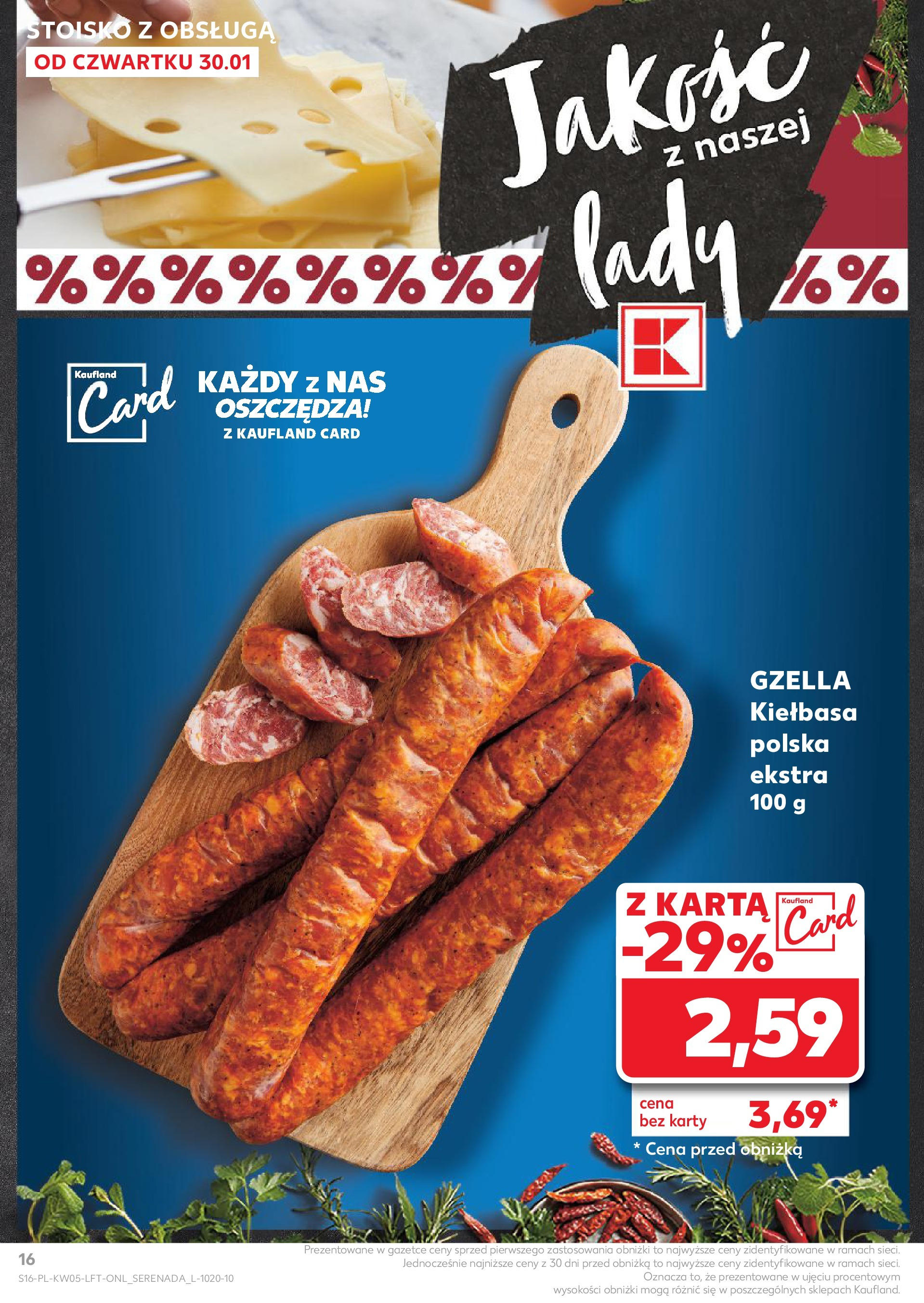 Kaufland - Kaufland Food_ważna do 05.02 od 31.01.2025 - od jutra PDF | Strona: 16 | Produkty: Kiełbasa, Karta